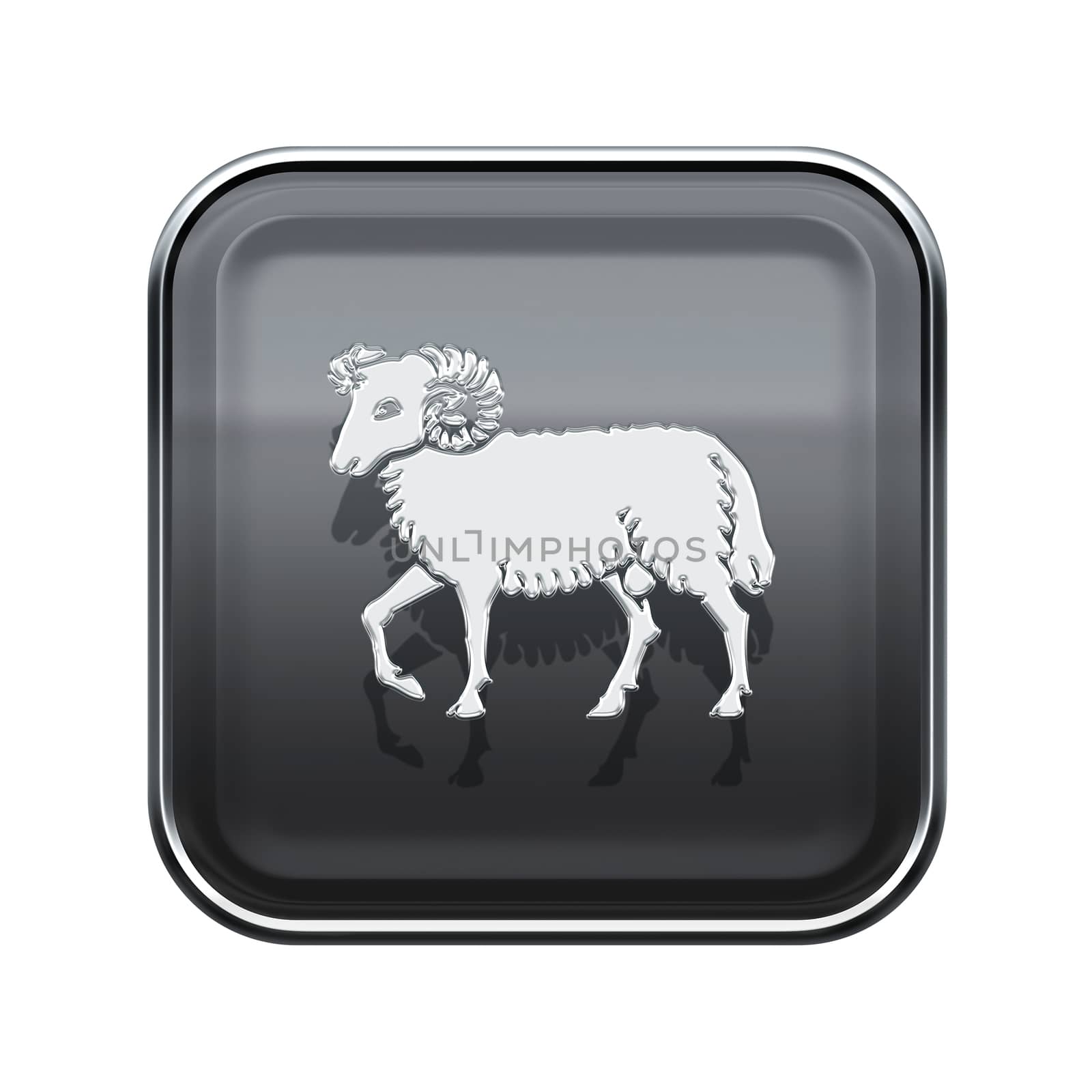 Aries zodiac icon grey, isolated on white background by zeffss