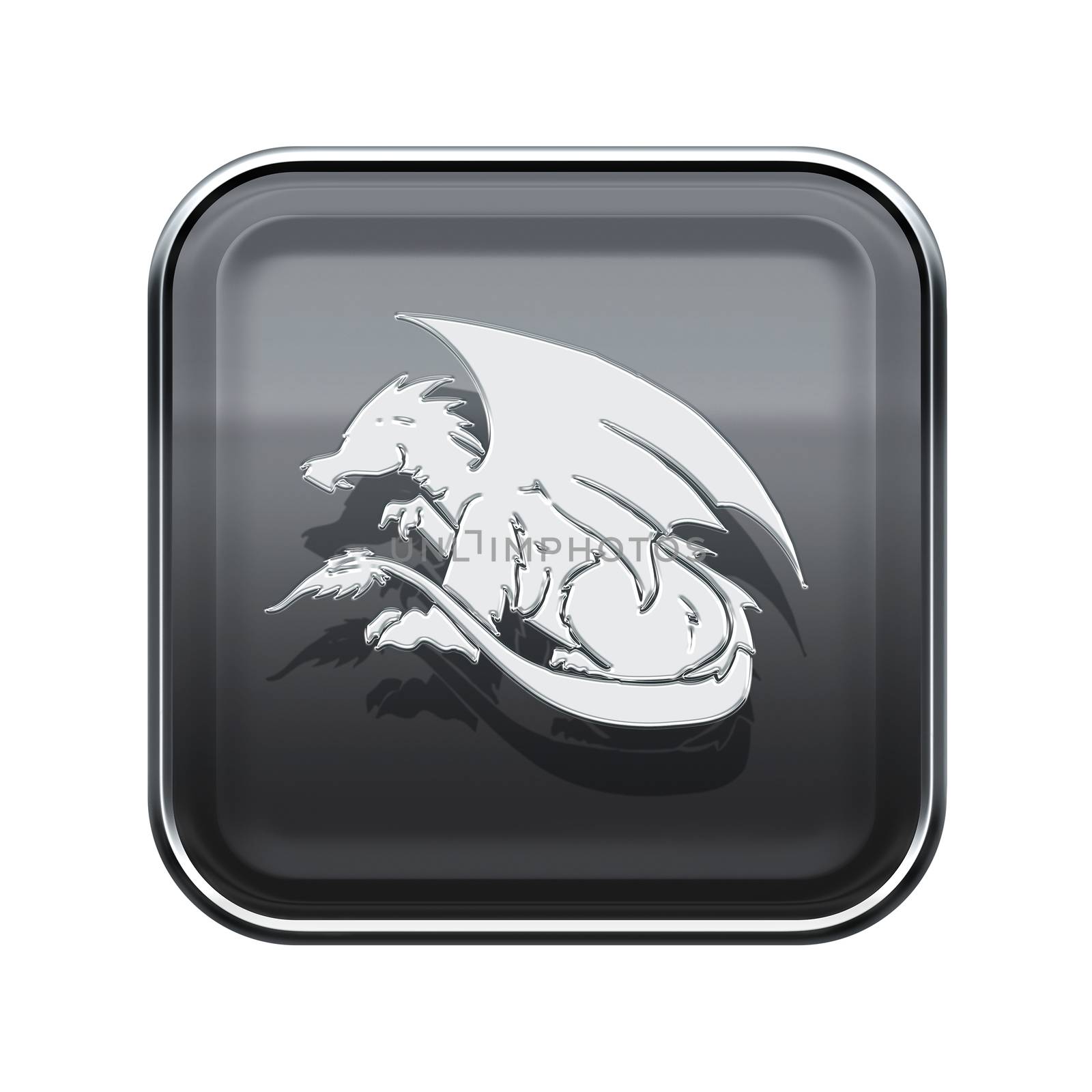 Dragon Zodiac icon grey, isolated on white background. by zeffss