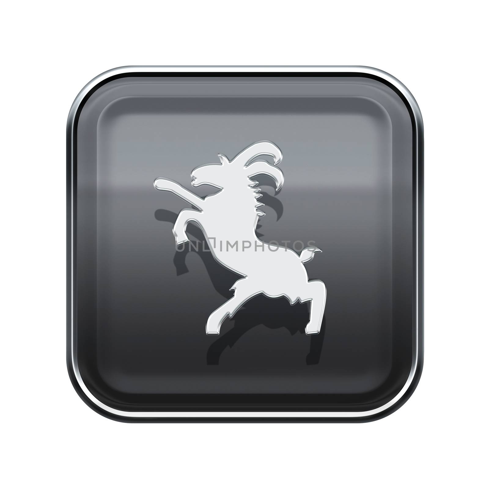 Goat Zodiac icon grey, isolated on white background.