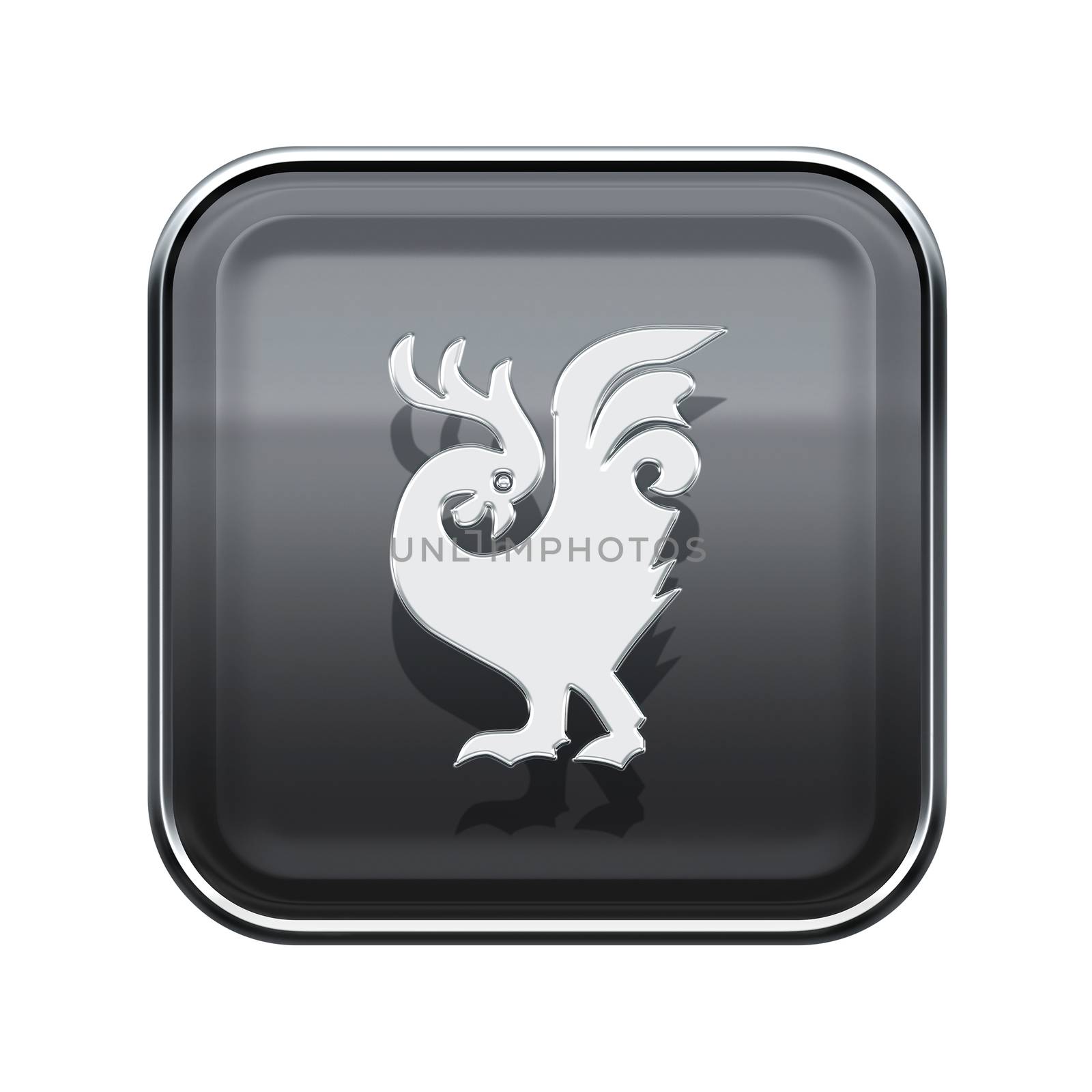 Cock Zodiac icon grey, isolated on white background. by zeffss
