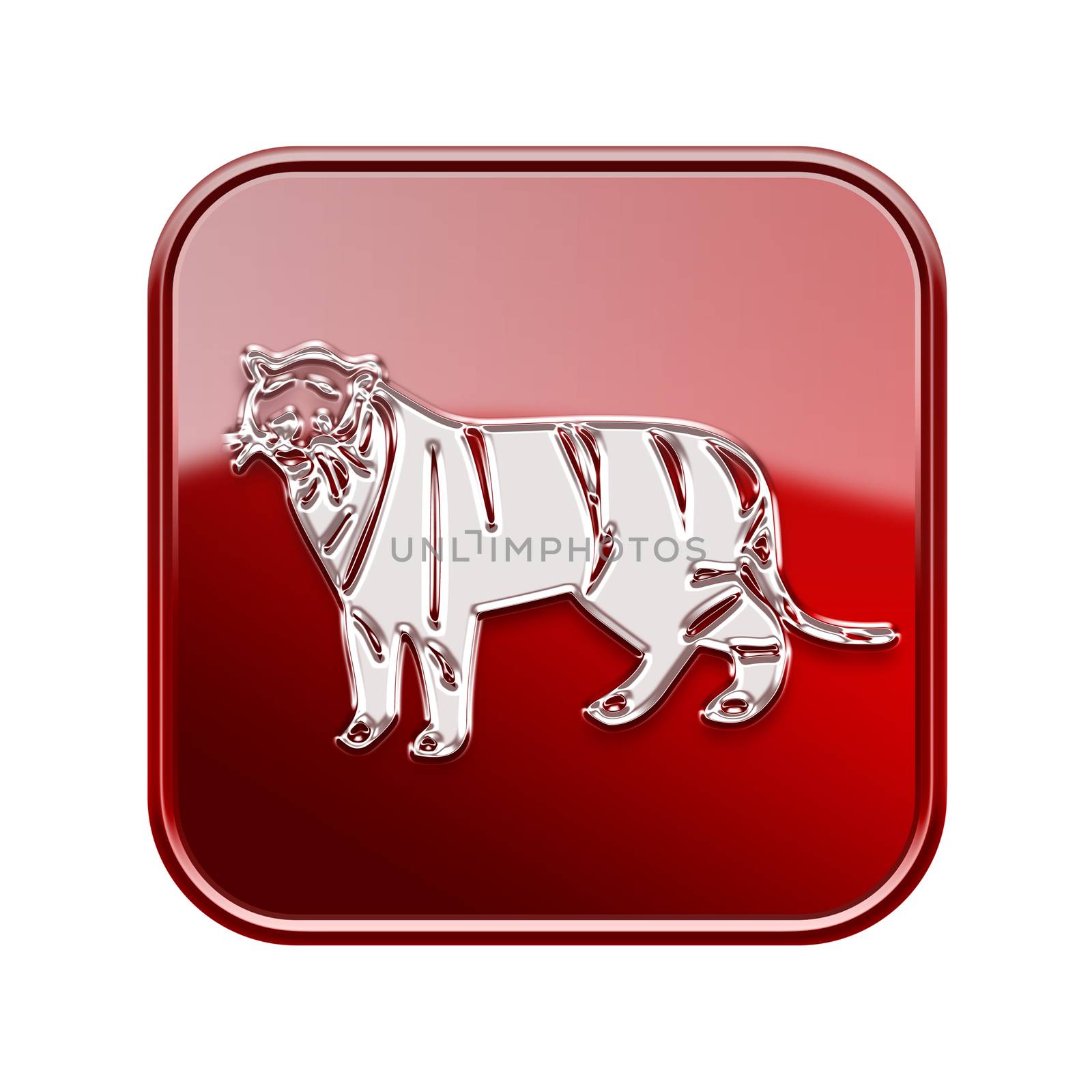 Tiger Zodiac icon red, isolated on white background. by zeffss