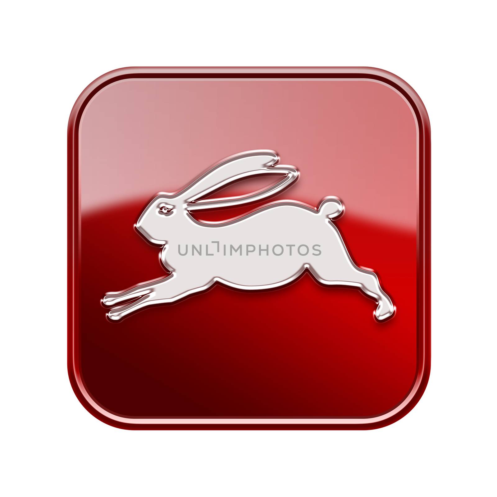Rabbit Zodiac icon red, isolated on white background. by zeffss