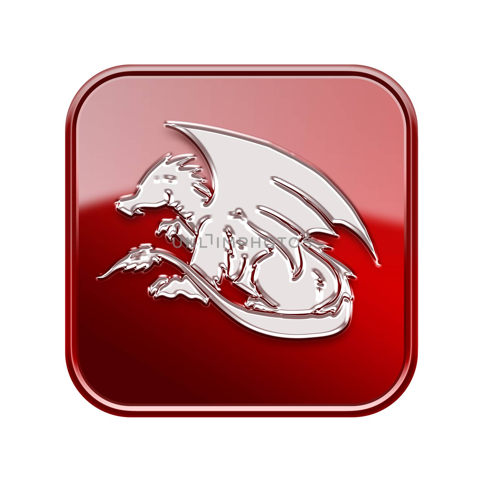 Dragon Zodiac icon red, isolated on white background. by zeffss