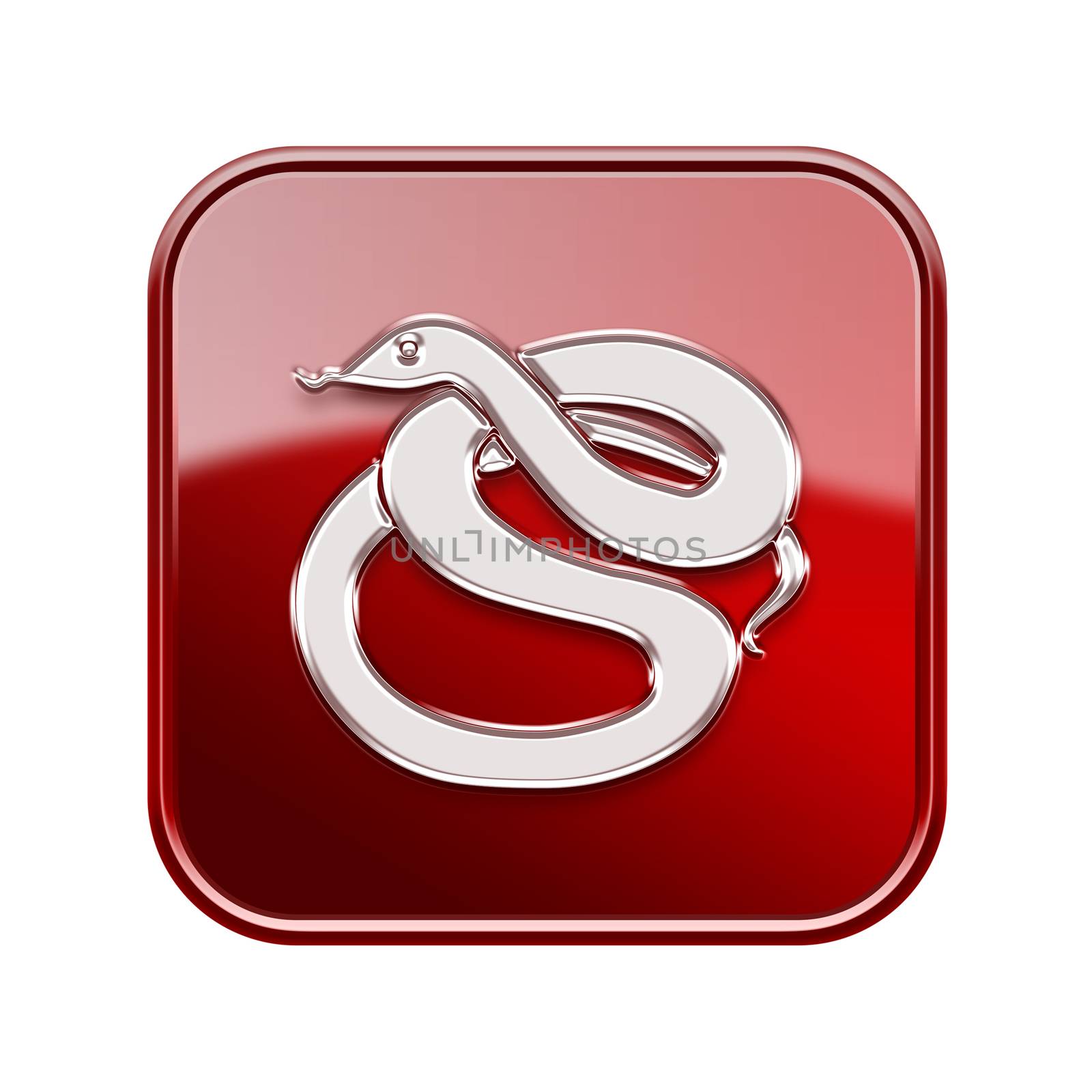 Snake Zodiac icon red, isolated on white background. by zeffss