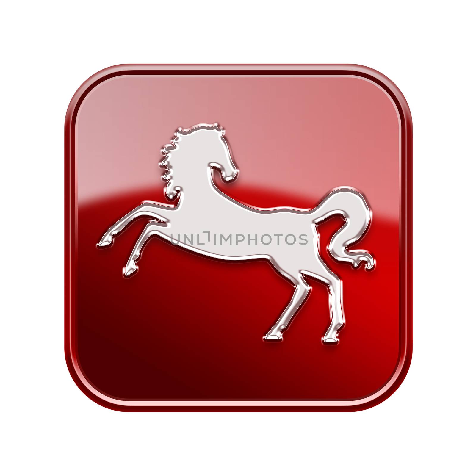 Horse Zodiac icon red, isolated on white background. by zeffss