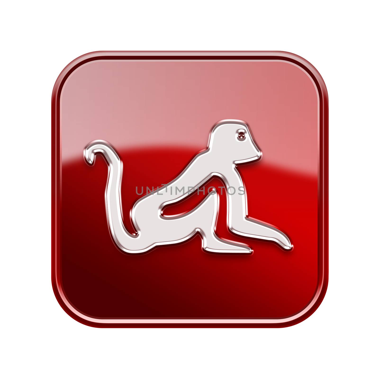 Monkey Zodiac icon red, isolated on white background.