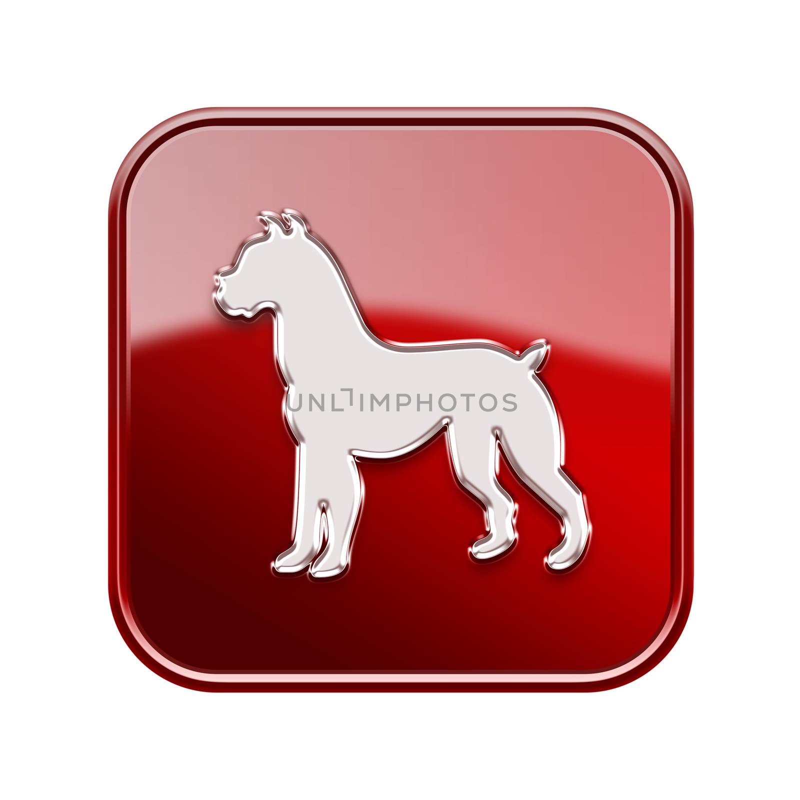 Dog Zodiac icon red, isolated on white background. by zeffss