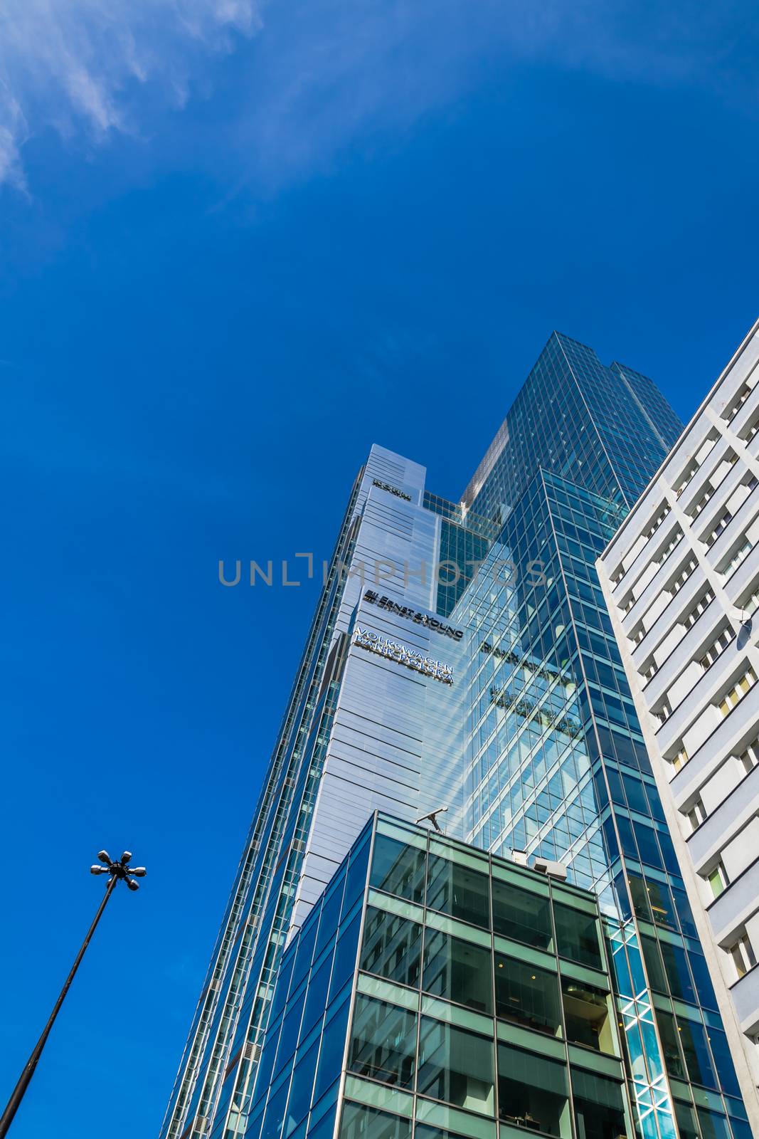 Rondo ONZ Tower, office building in Warsaw. Designed by Skidmore, Owings, Merrill firm, same that created Burj Khalifa in Dubai, the tallest tower in the world.