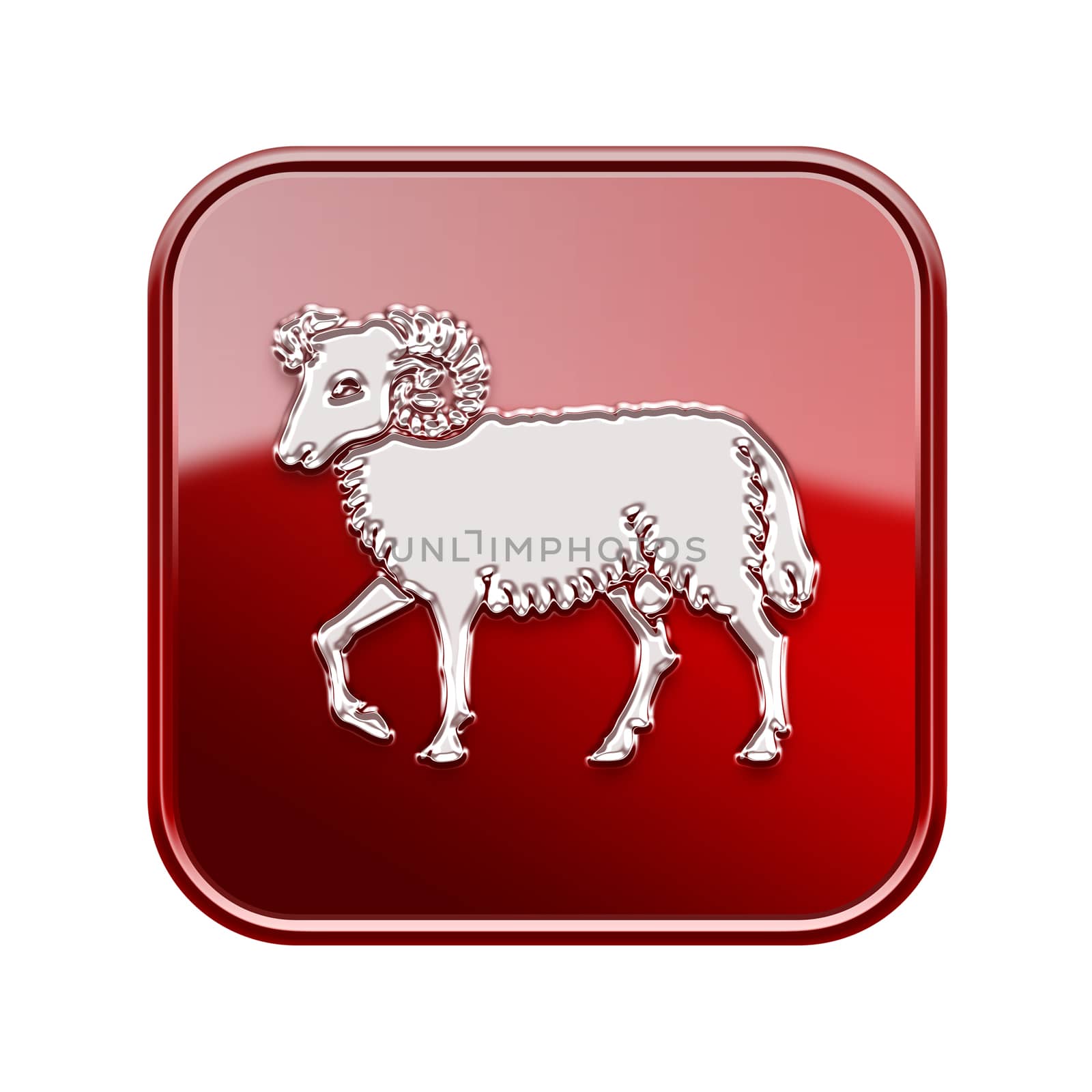 Aries zodiac icon red, isolated on white background