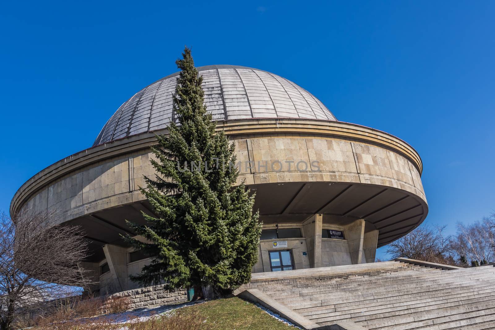 Silesian Planetarium and the Astronomical Observatory on March 23, 2013. The largest and the oldest Polish planetarium formed in 1955 to commemorate Nicolaus Copernicus.