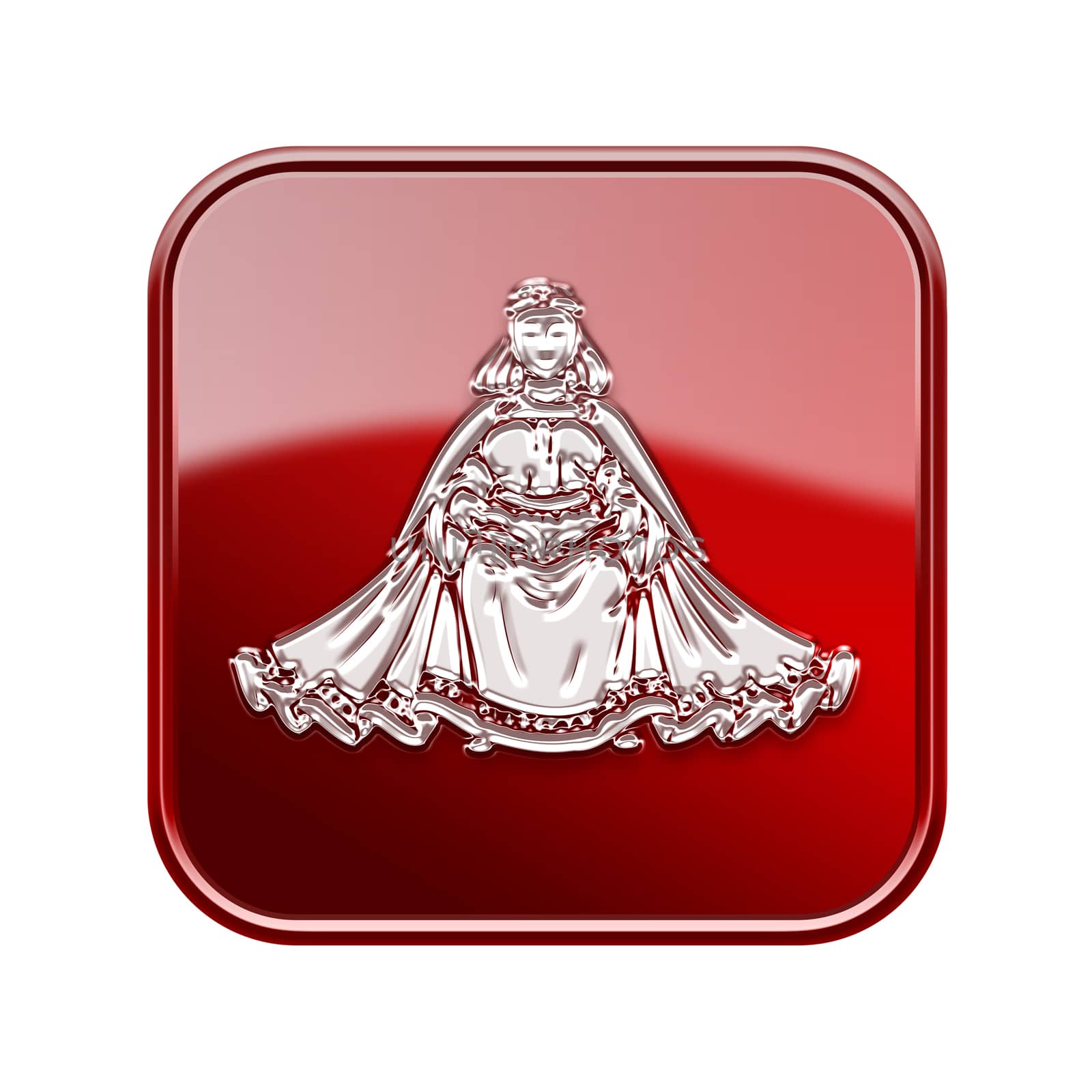 Virgo zodiac icon red, isolated on white background