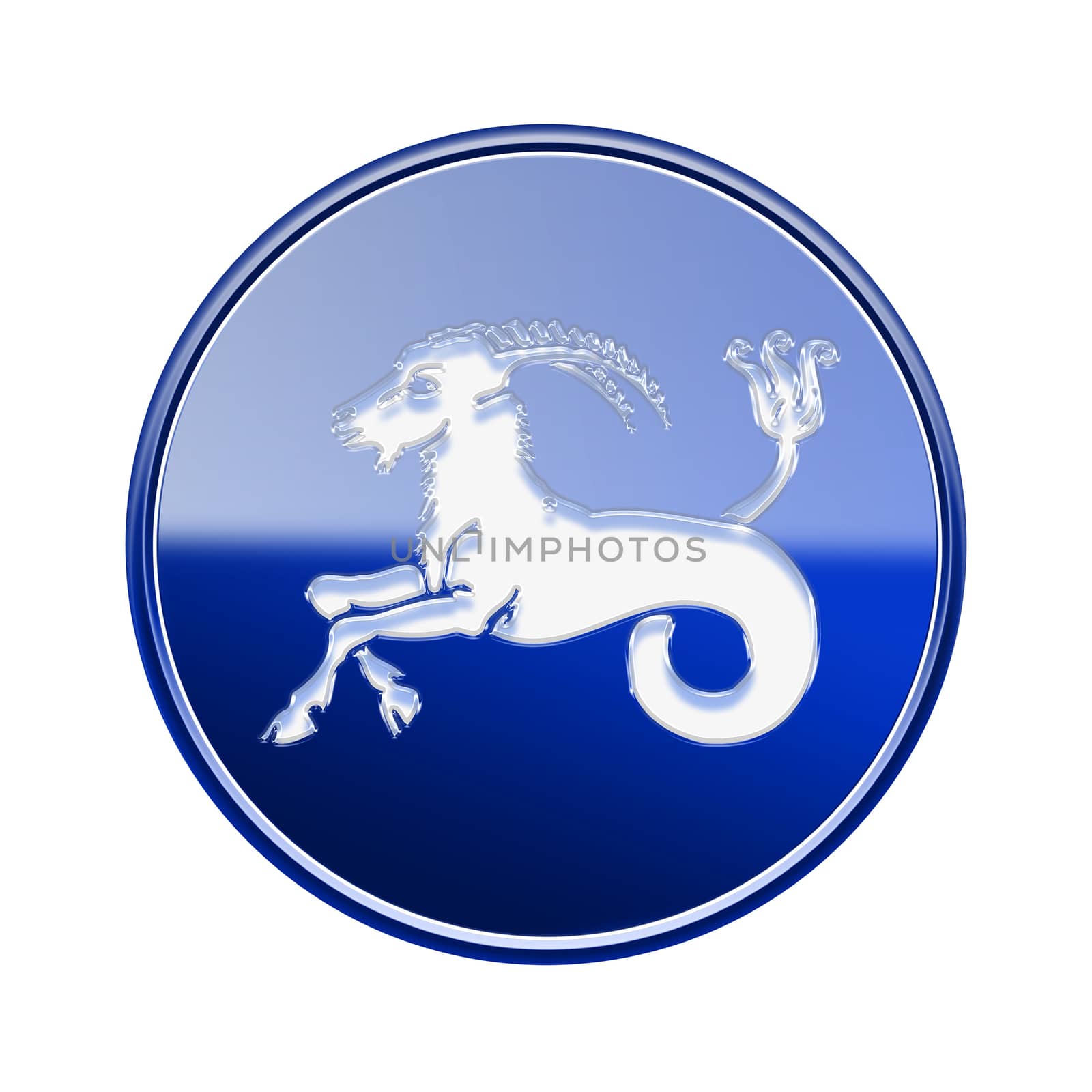 Capricorn zodiac icon blue, isolated on white background