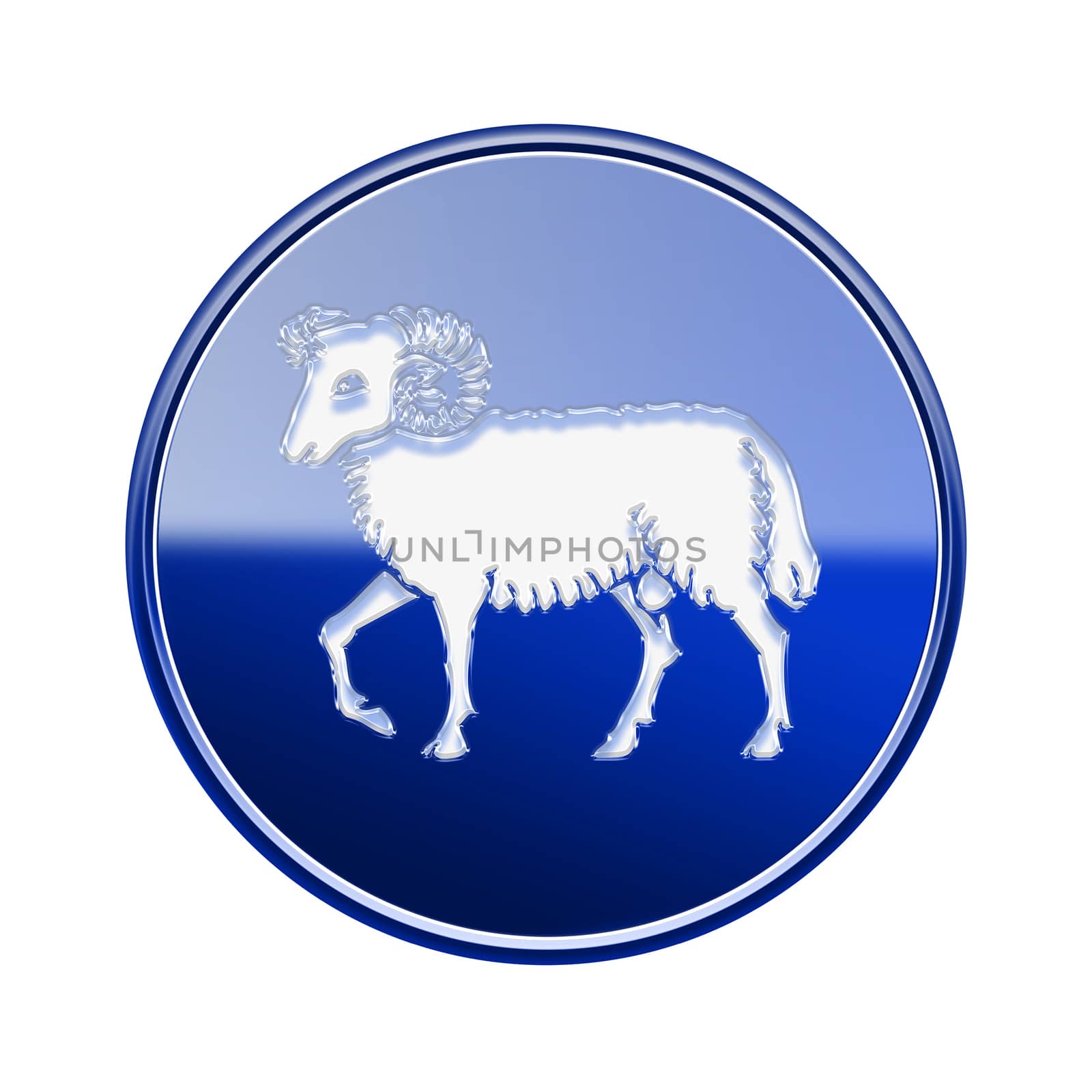 Aries zodiac icon blue, isolated on white background by zeffss