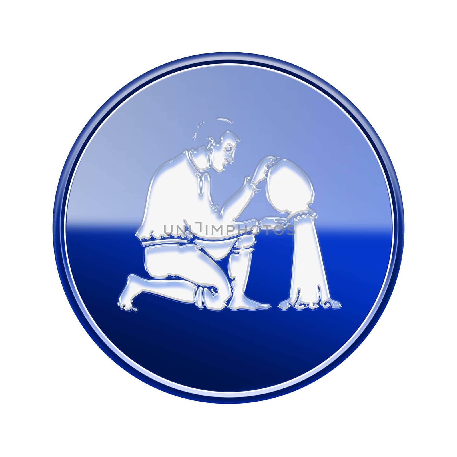 Aquarius zodiac icon blue, isolated on white background