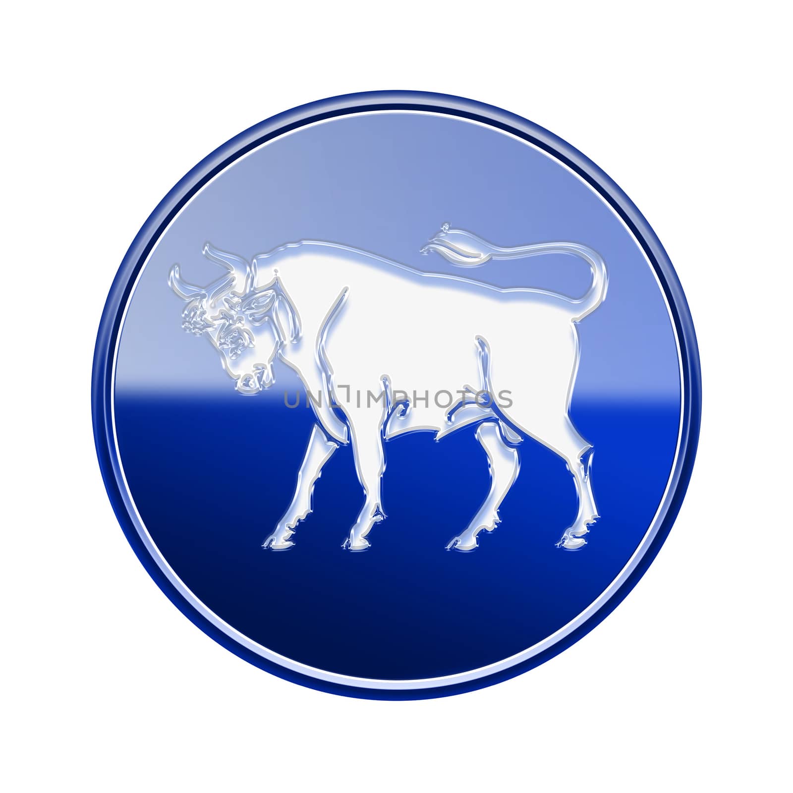 Taurus zodiac icon blue, isolated on white background by zeffss