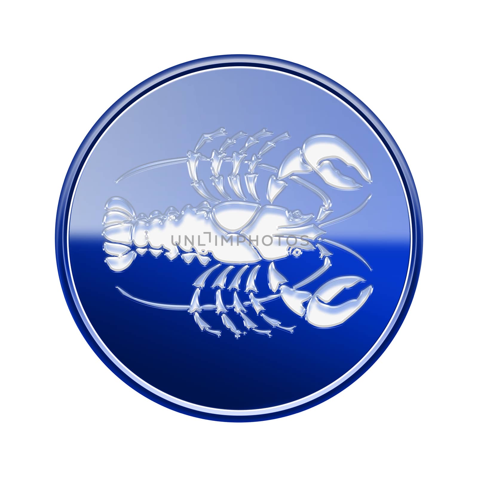 Cancer zodiac icon blue, isolated on white background