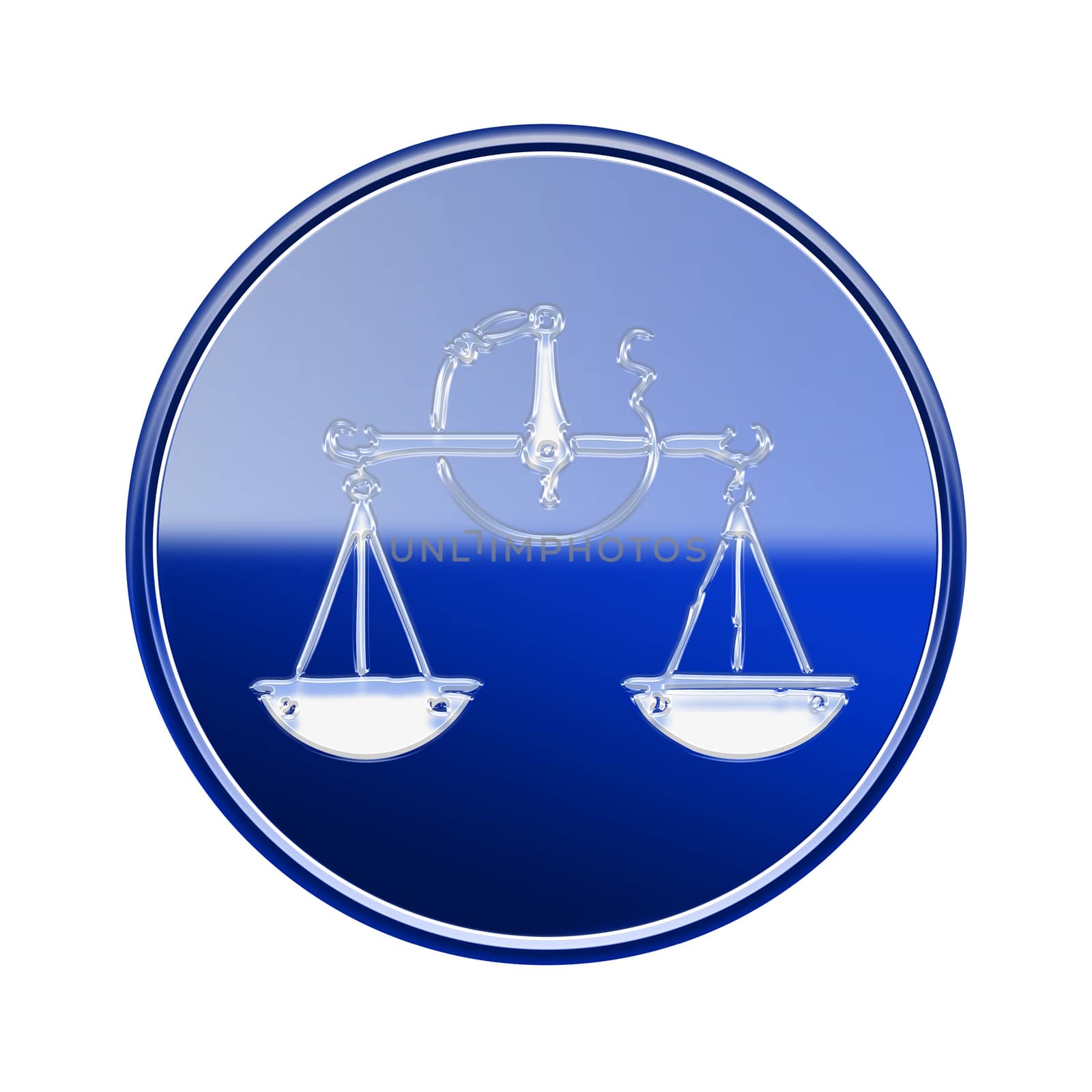 Libra zodiac icon blue, isolated on white background