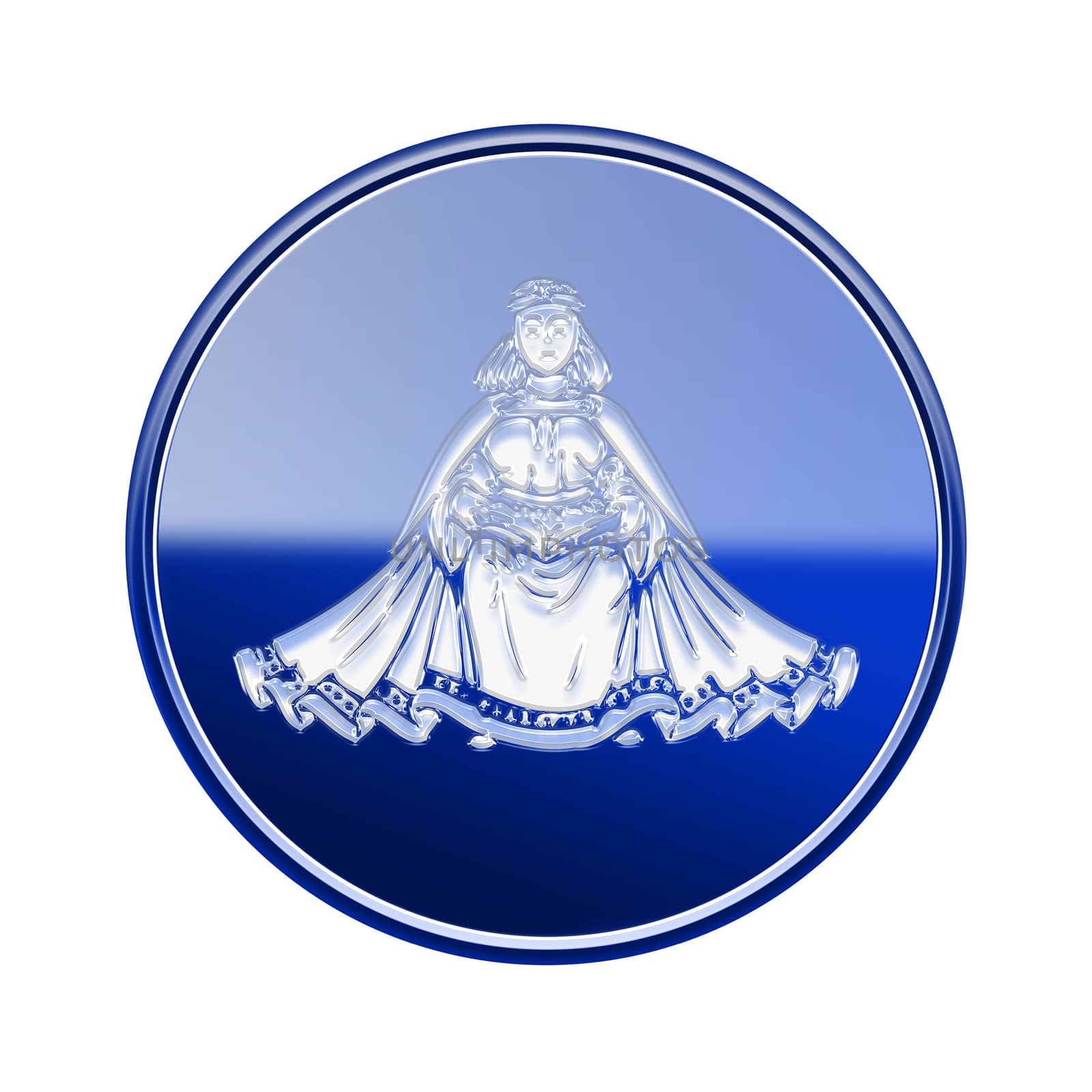 Virgo zodiac icon blue, isolated on white background