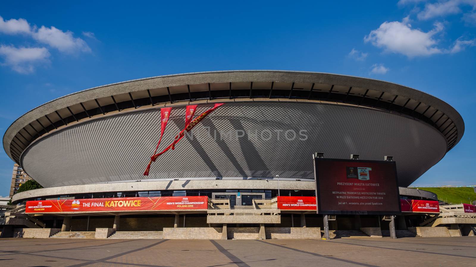 Sports hall Spodek Arena ready for FIVB Volleyball Men's World Championship Poland 2014. Spodek Arena hosts 30 of 103 matches including the final on September 21.