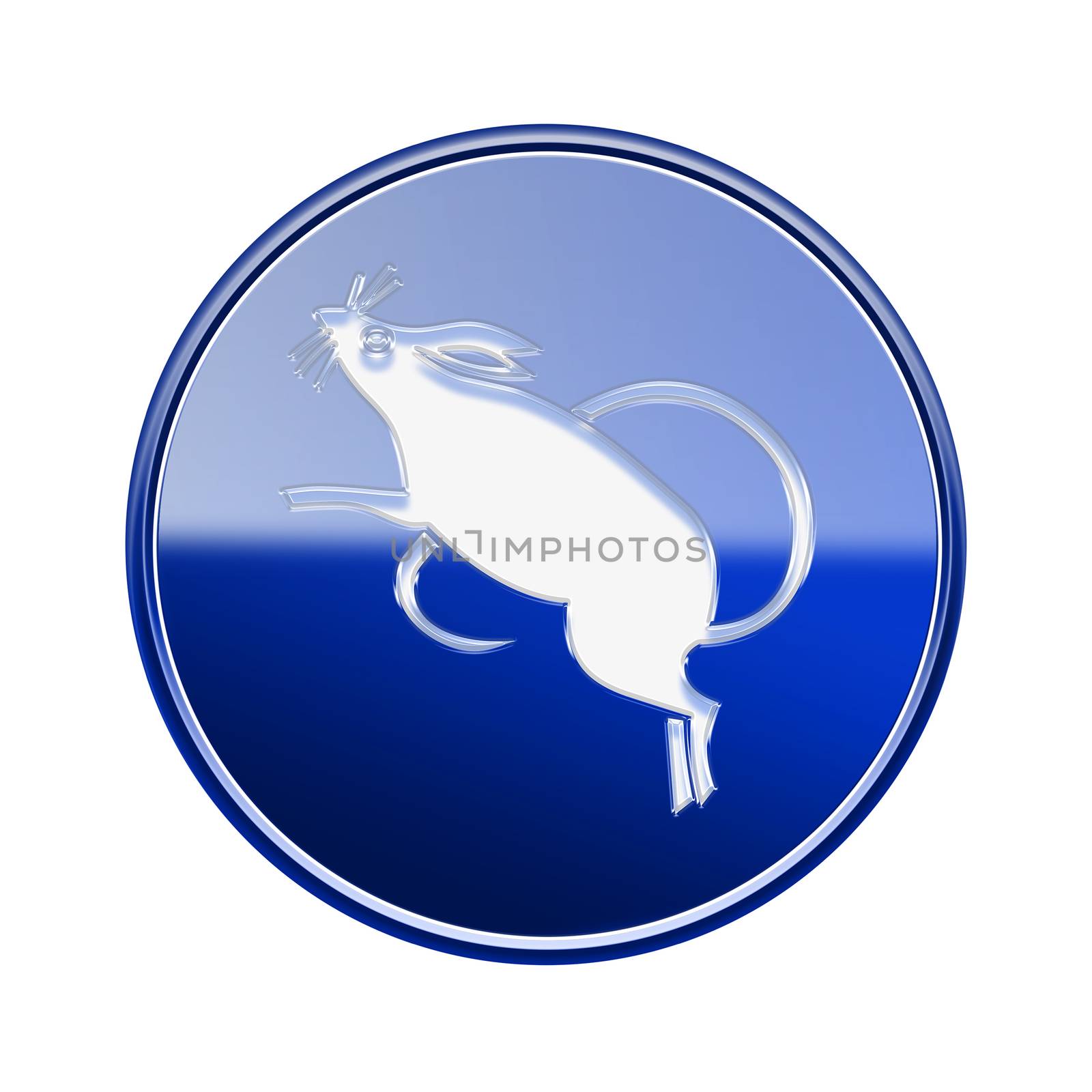 Rat Zodiac icon blue, isolated on white background. by zeffss