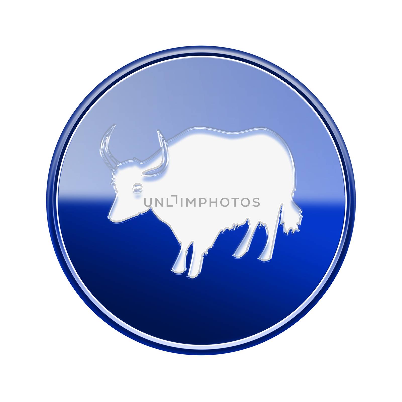  Ox Zodiac icon blue, isolated on white background. by zeffss
