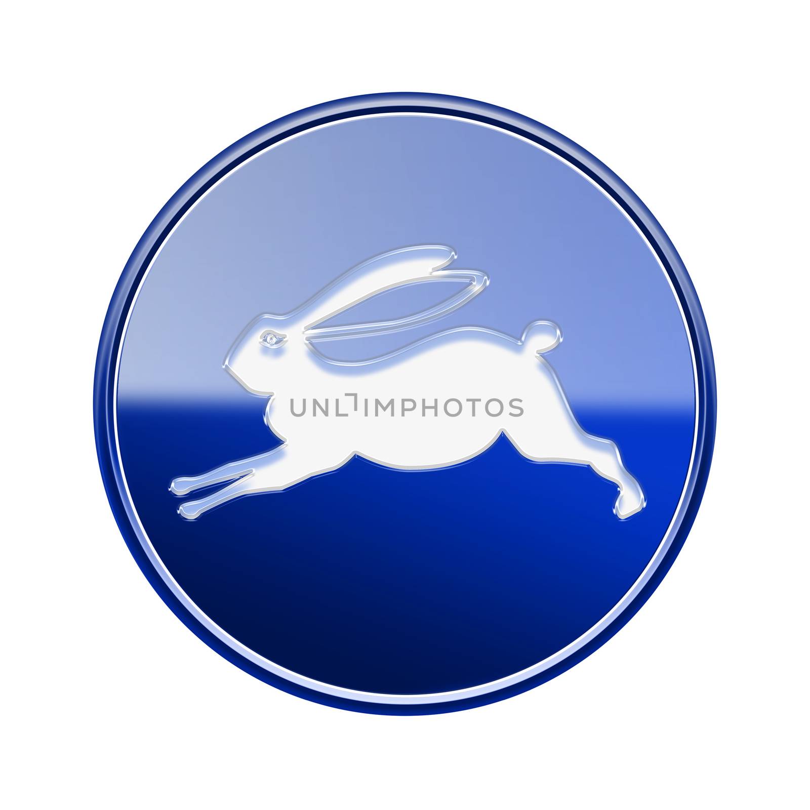 Rabbit Zodiac icon blue, isolated on white background. by zeffss