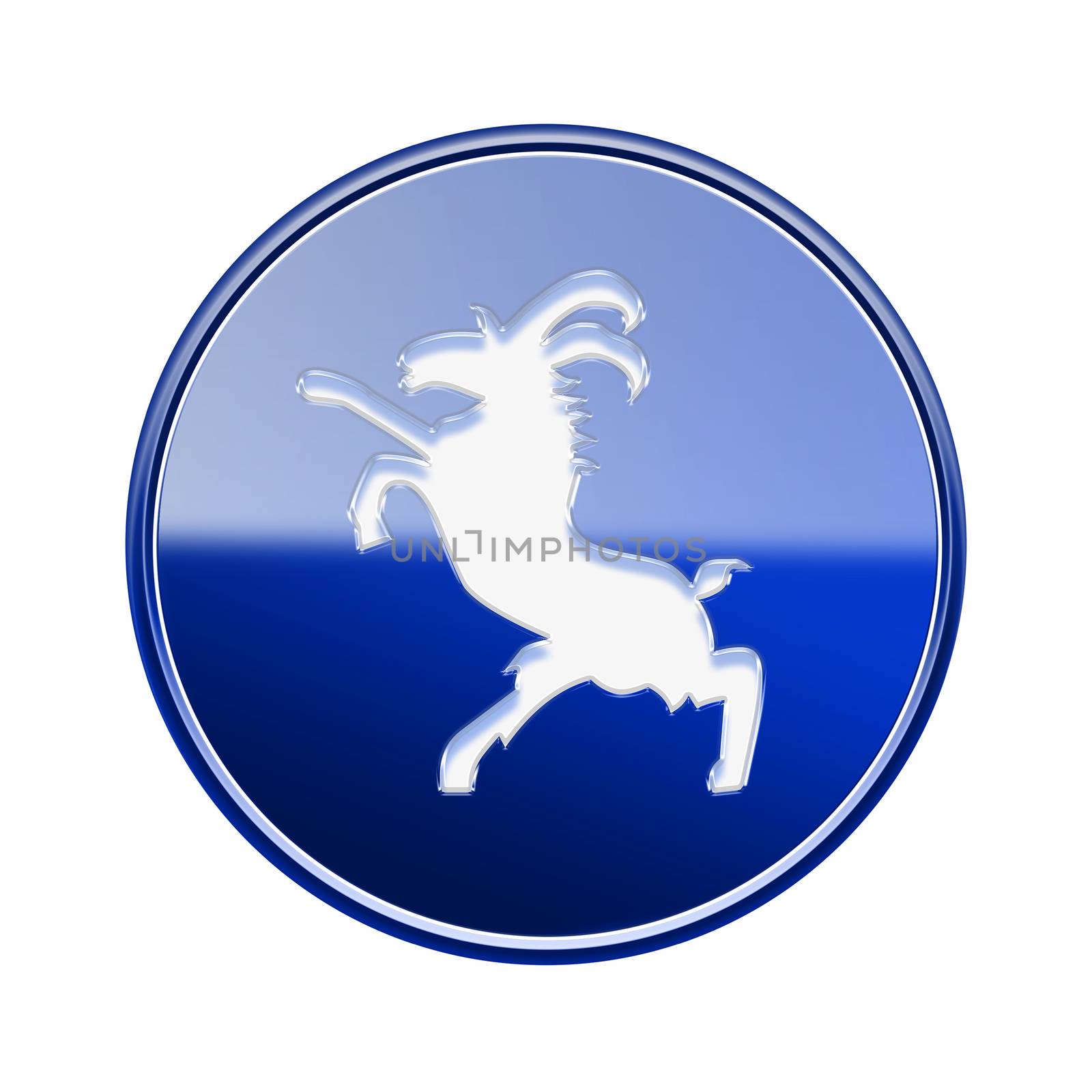 Goat Zodiac icon blue, isolated on white background. by zeffss