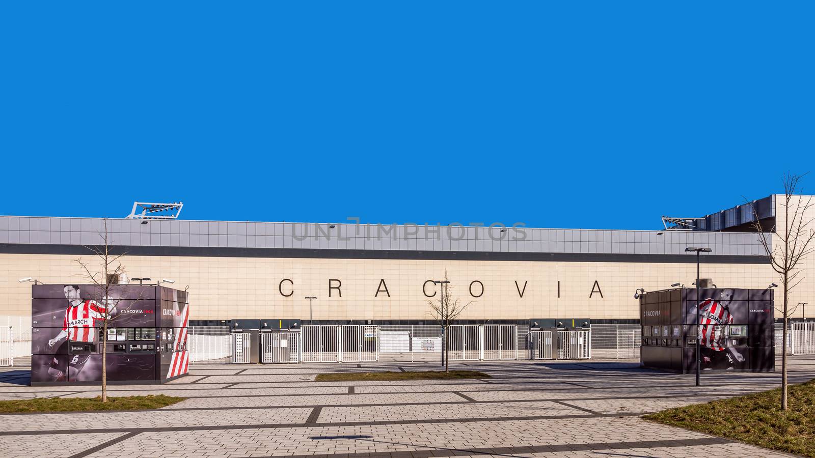 Football stadium of Cracovia in Cracow, the oldest continuously existing Polish sports club, founded in 1906, best known of its men's football section.