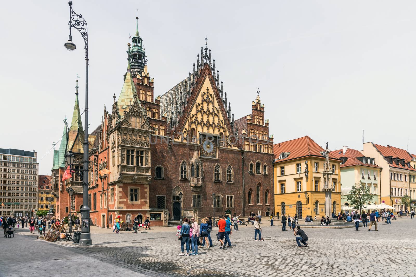 The Old Town Hall of Wrocław in the Market Square. The Gothic building was developed between the 13th and 16th centuries nowadays remains the main city’s landmark.