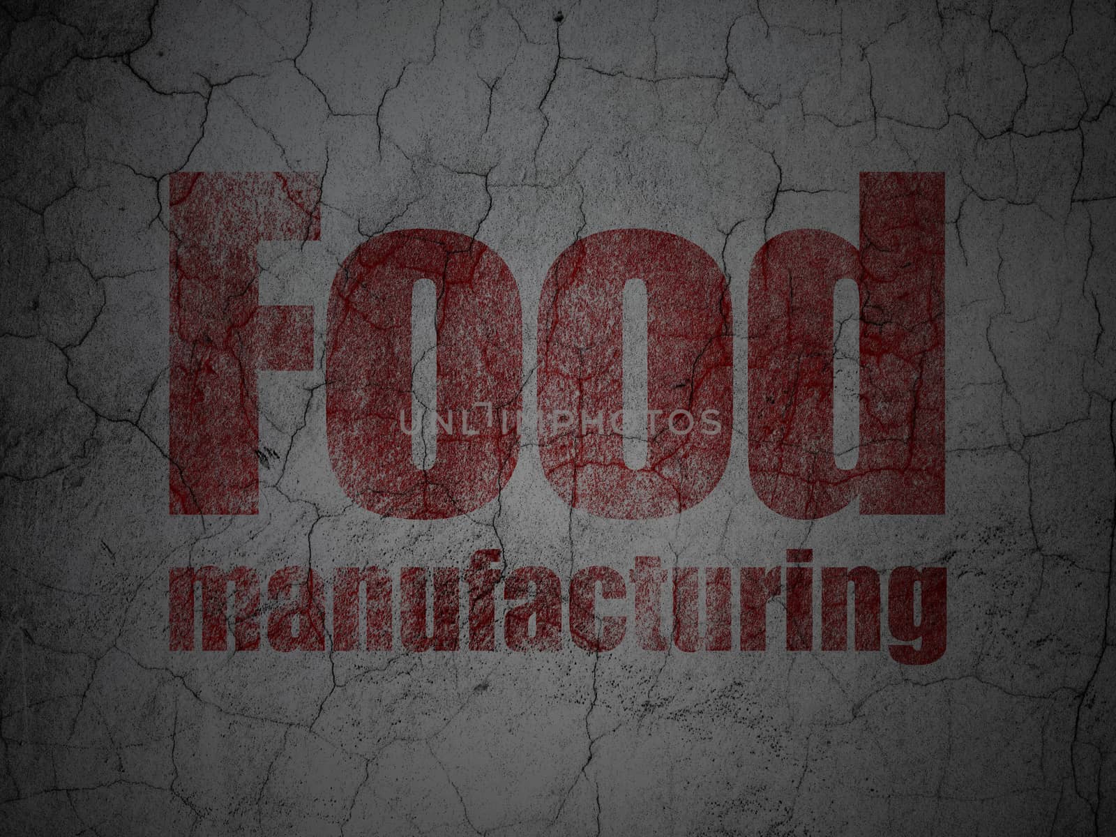 Industry concept: Red Food Manufacturing on grunge textured concrete wall background