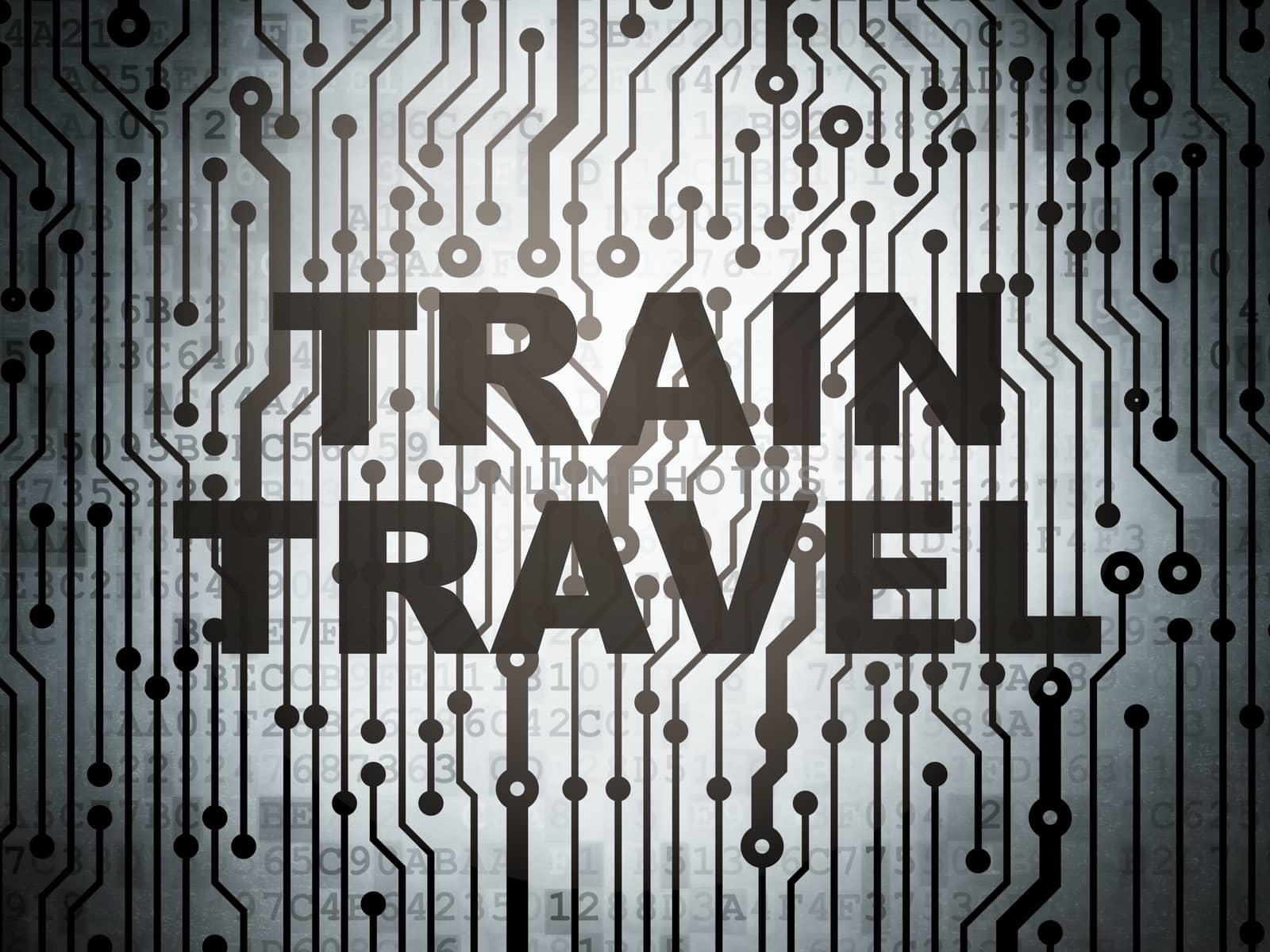 Tourism concept: circuit board with Train Travel by maxkabakov