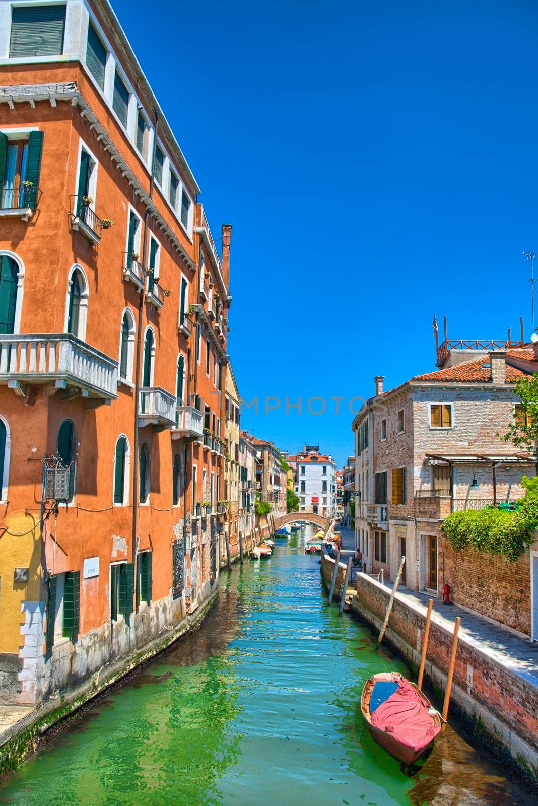 Scenic canal with boats, Venice, Italy, HDR by Eagle2308
