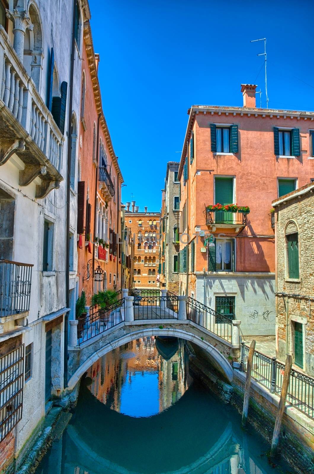 Canal with bridge in Venice, Italy, HDR by Eagle2308