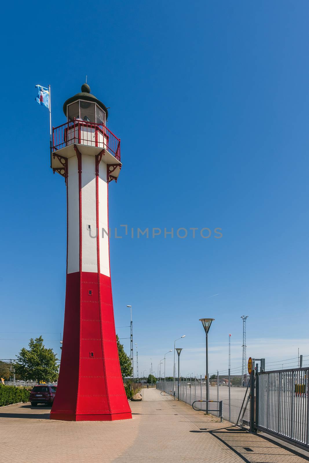 Old lighthouse in the Port of Ystad.