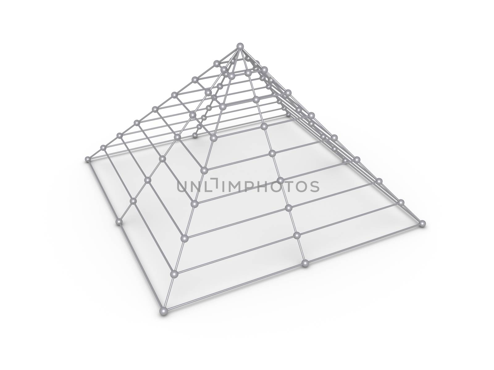 Pyramid construction made of spheres and cylinders
