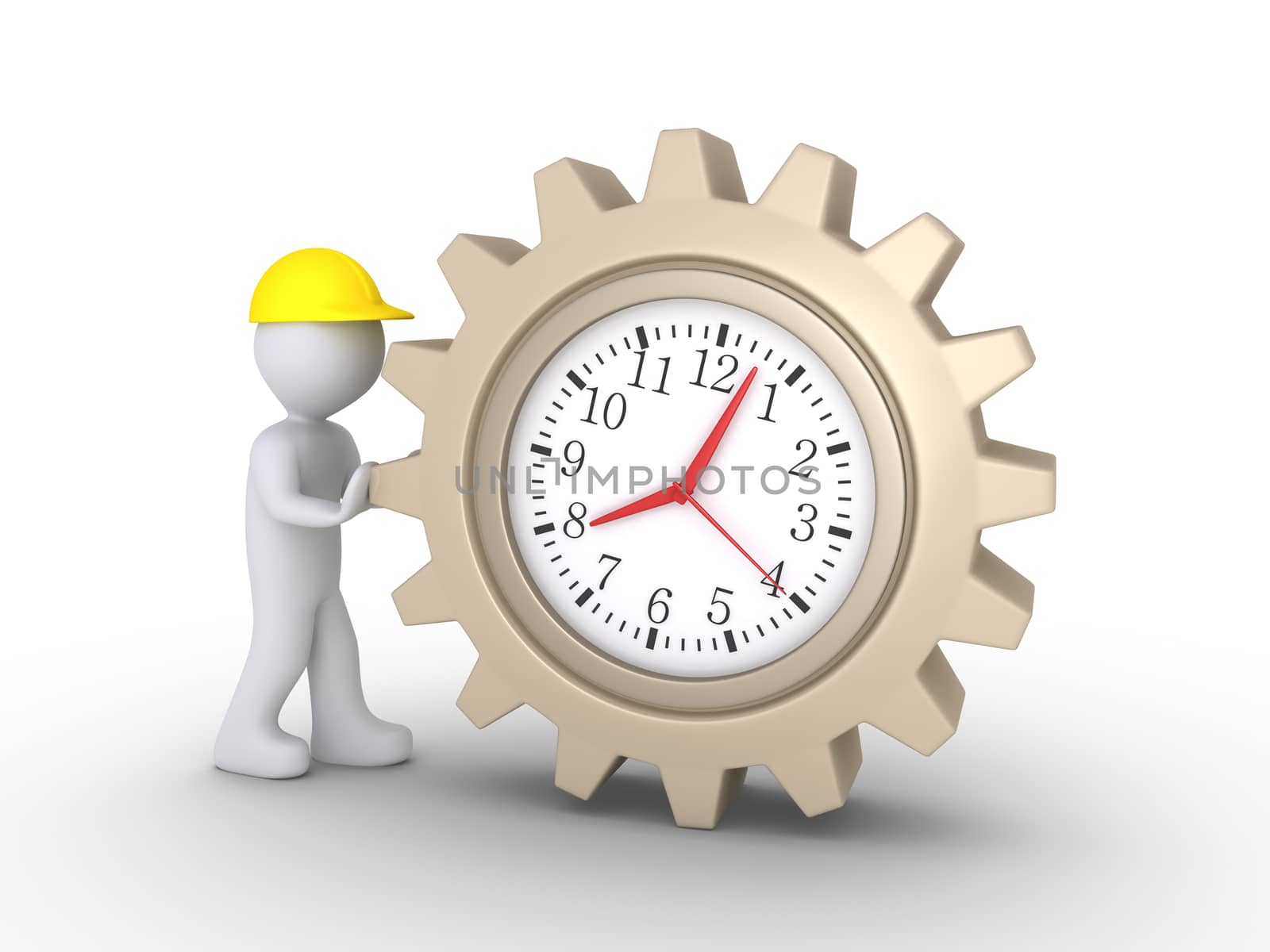 Worker pushing clock cogwheel by 6kor3dos