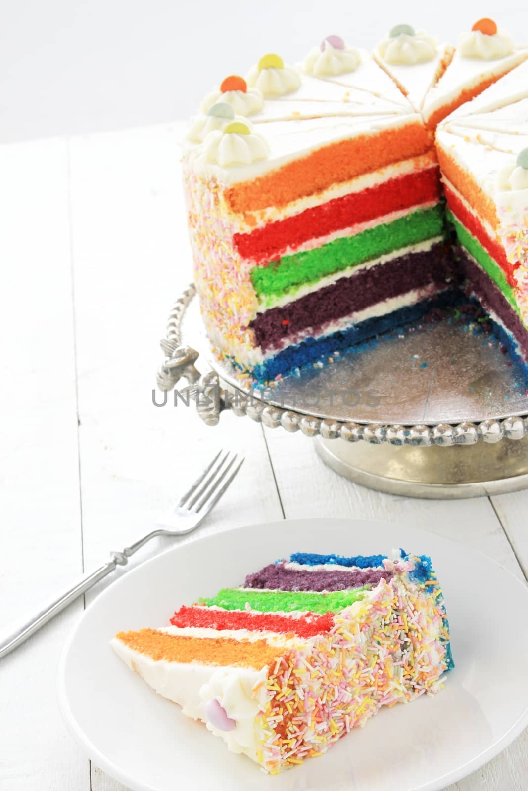 layered rainbow cake