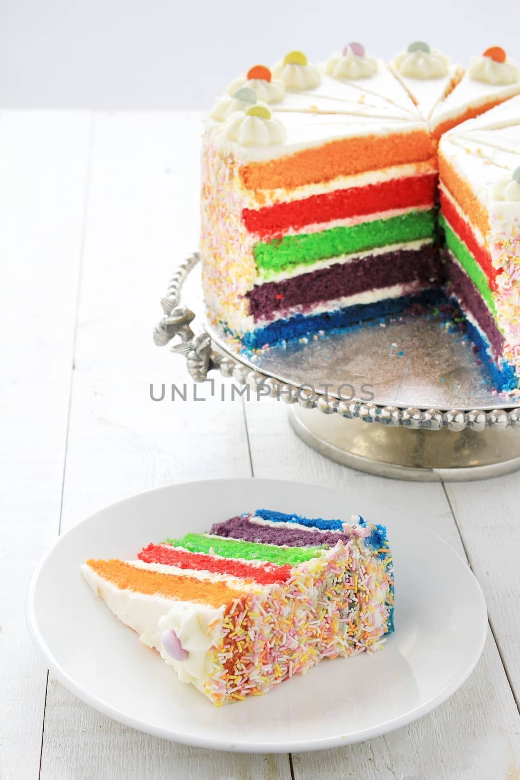 layered rainbow cake