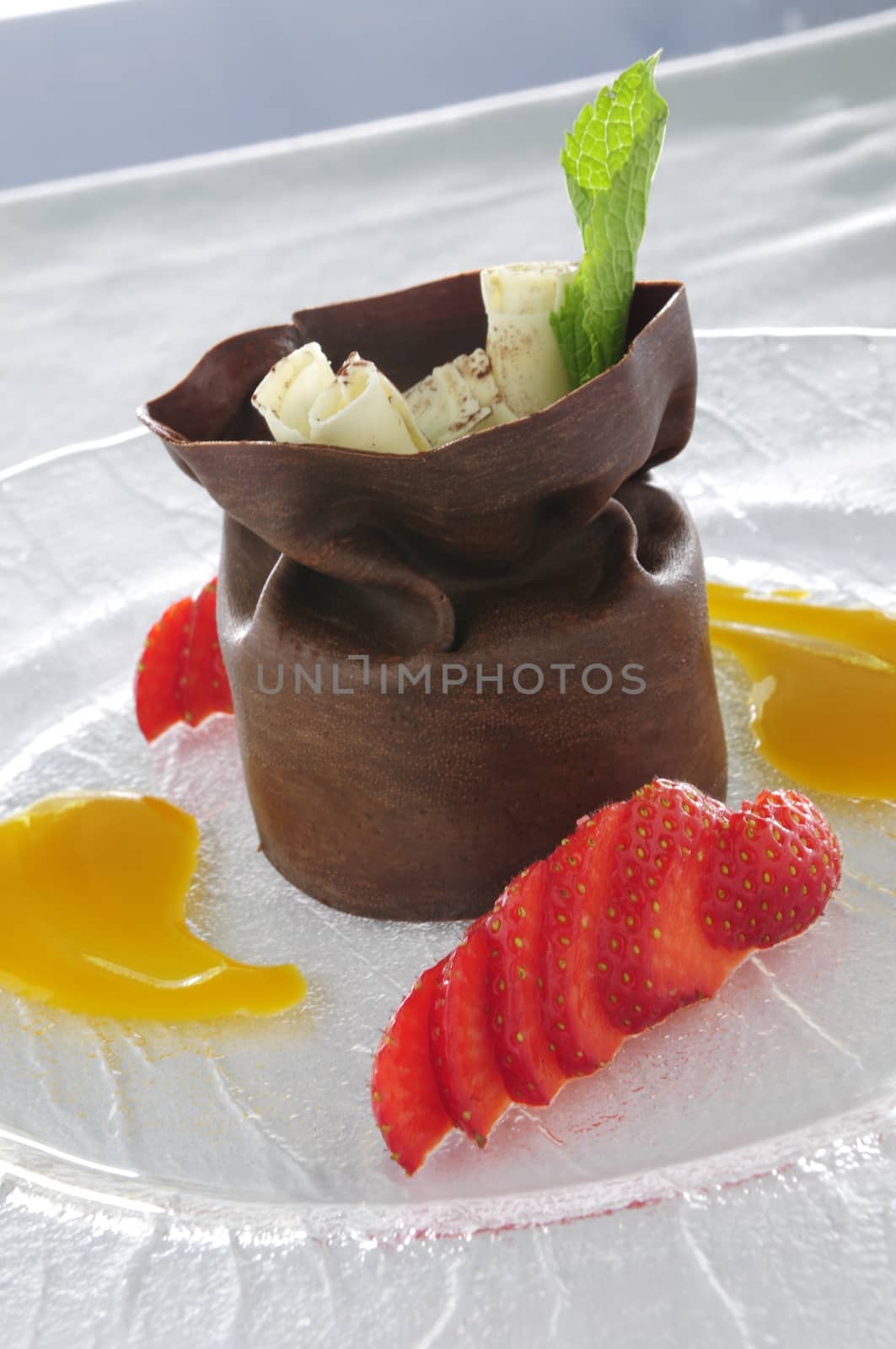 plated chocolate dessert