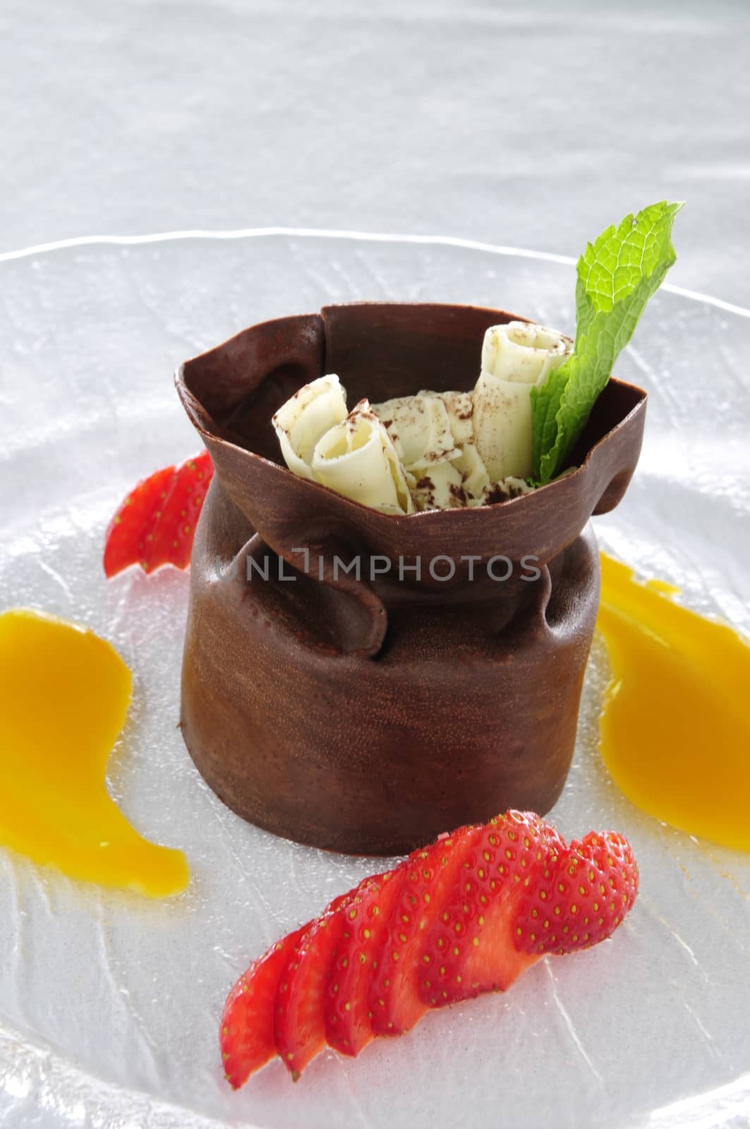 plated chocolate dessert