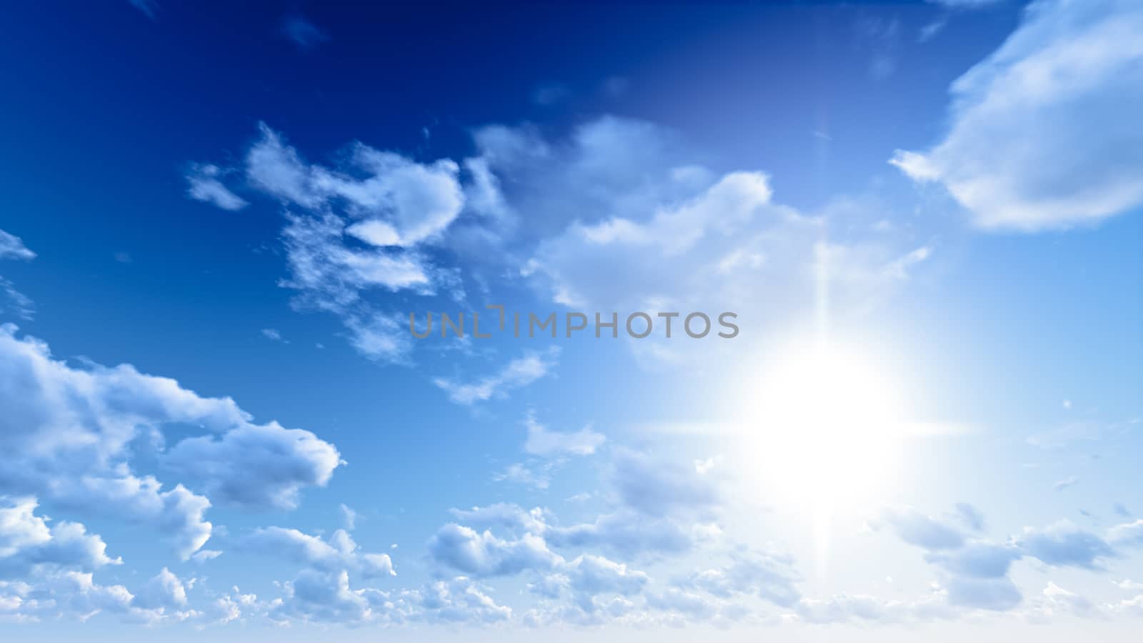 Cloudy blue sky abstract background, blue sky background with tiny clouds, 3d illustration