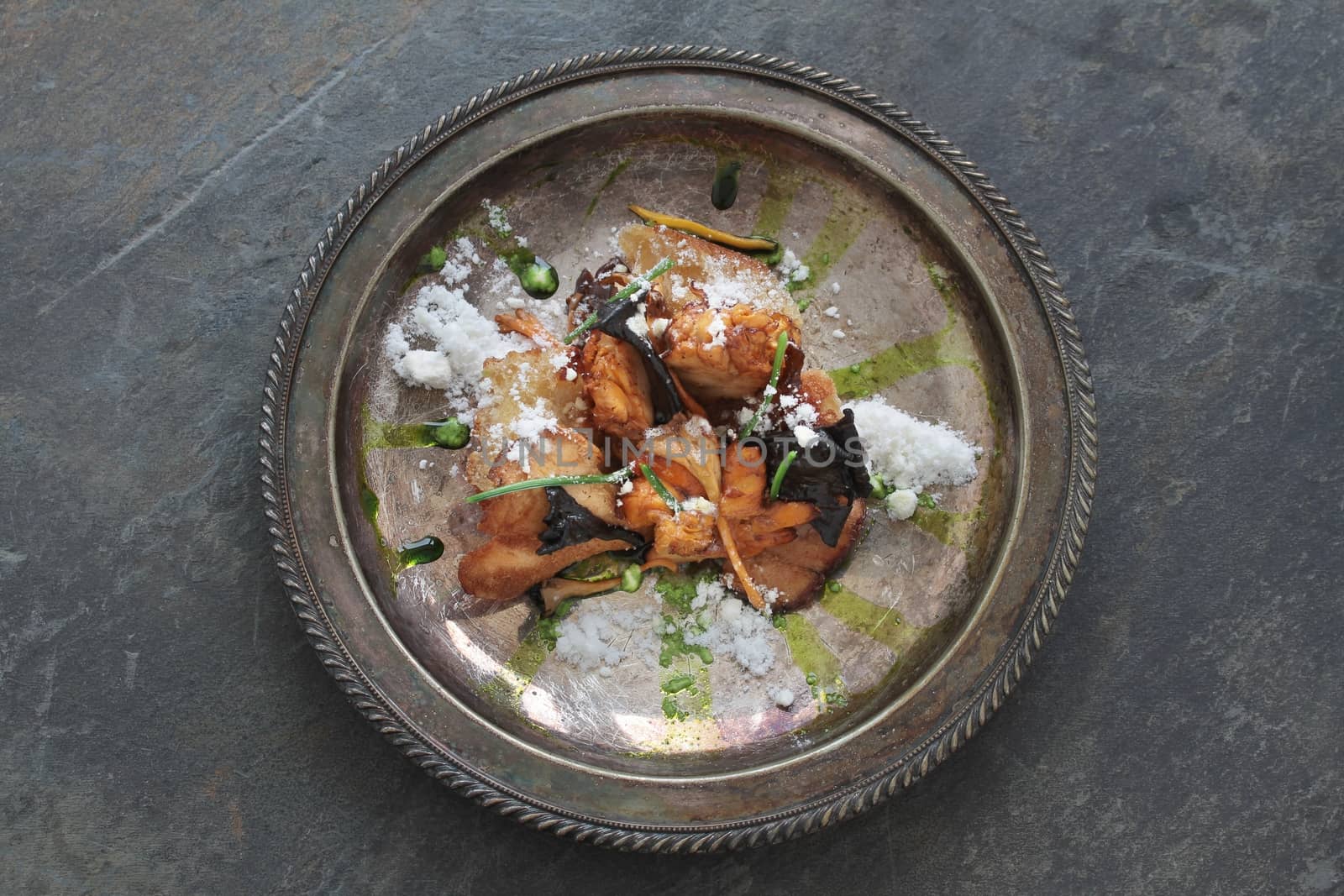 cooked wild mushroom plated appetizer