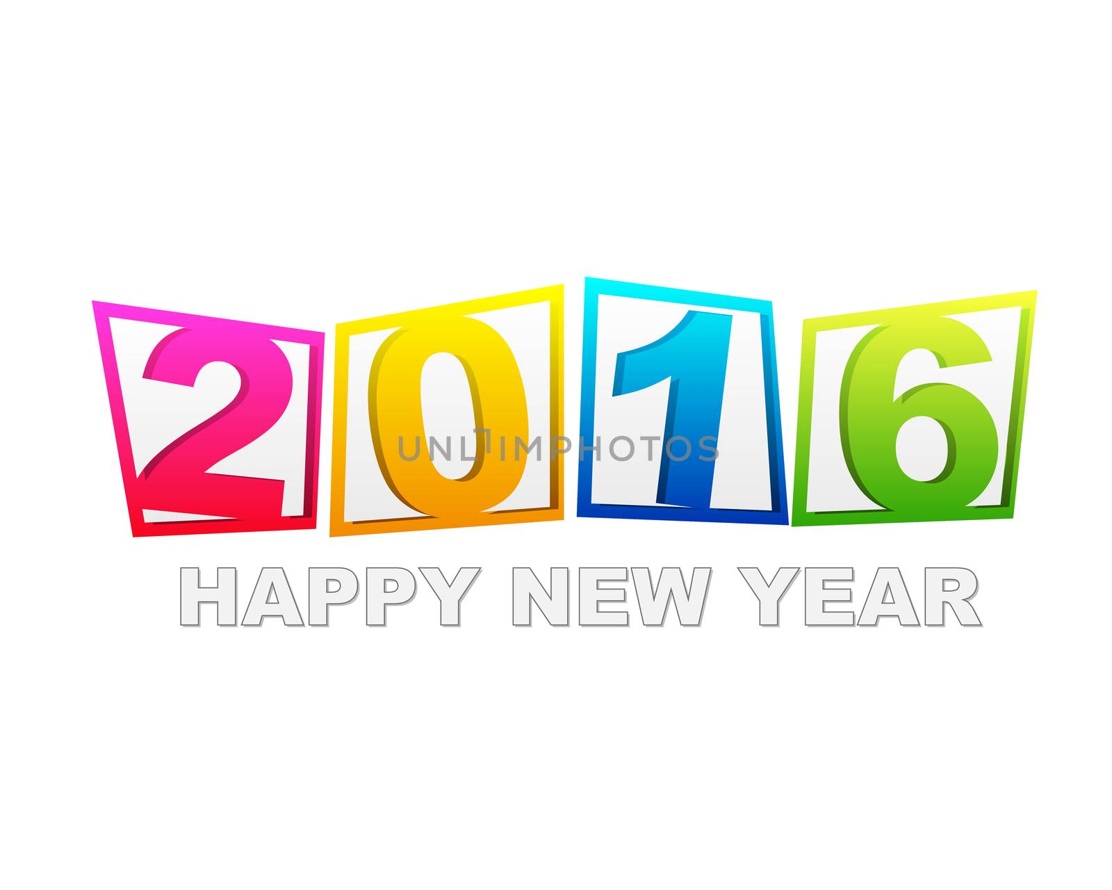 happy new year 2016 in flat colored tablets by marinini