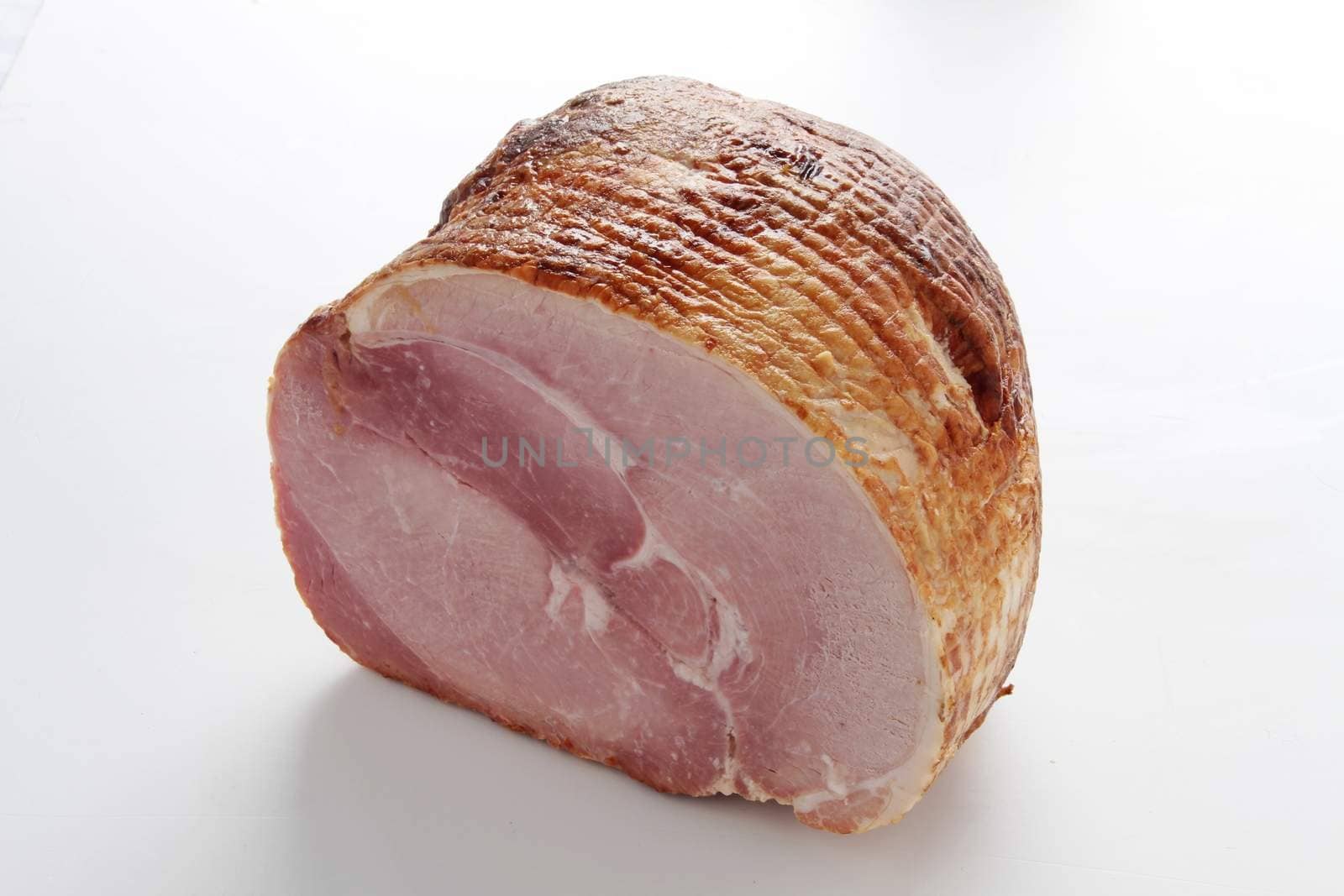 cooked ham isolated on white background