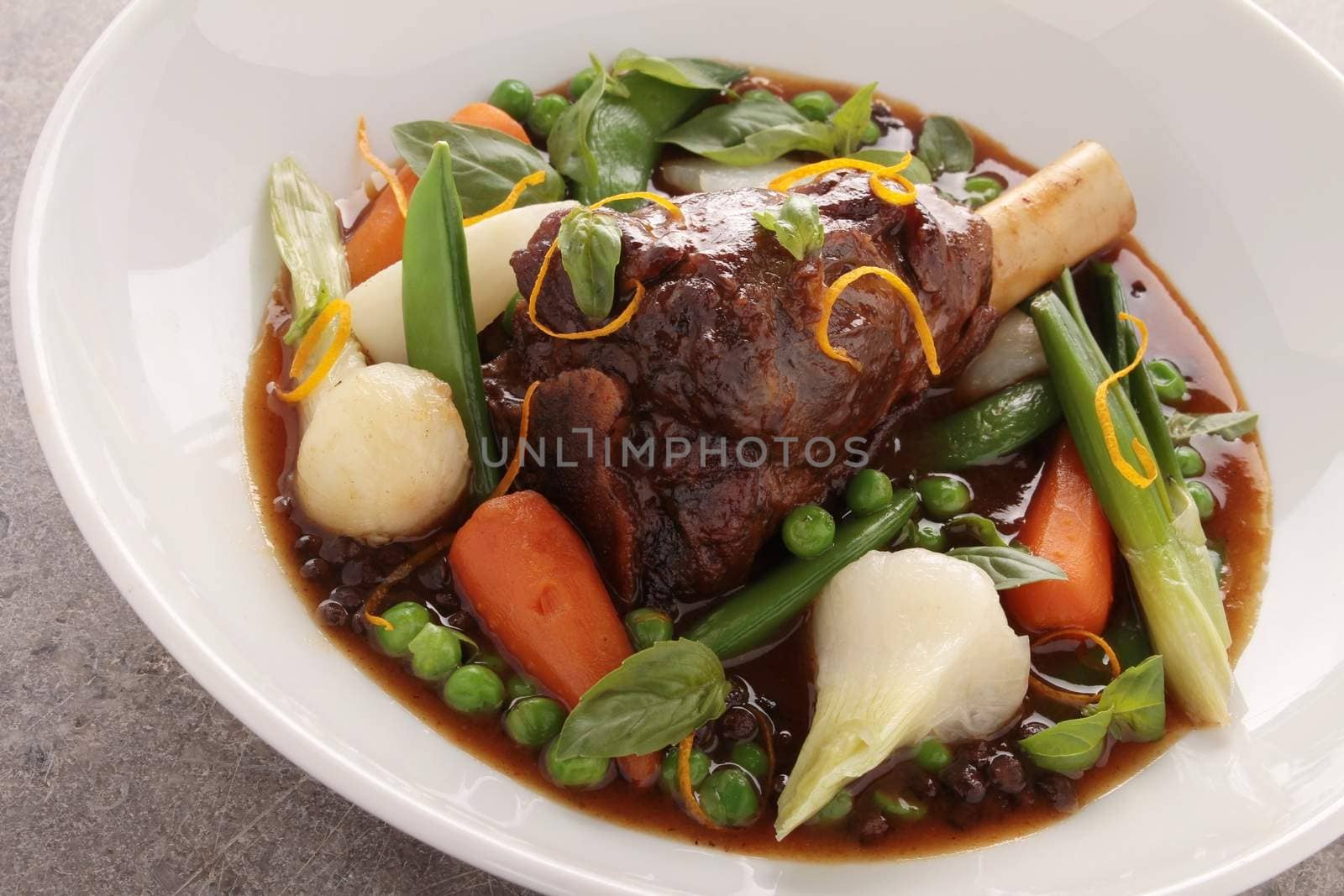 cooked lamb plated meal
