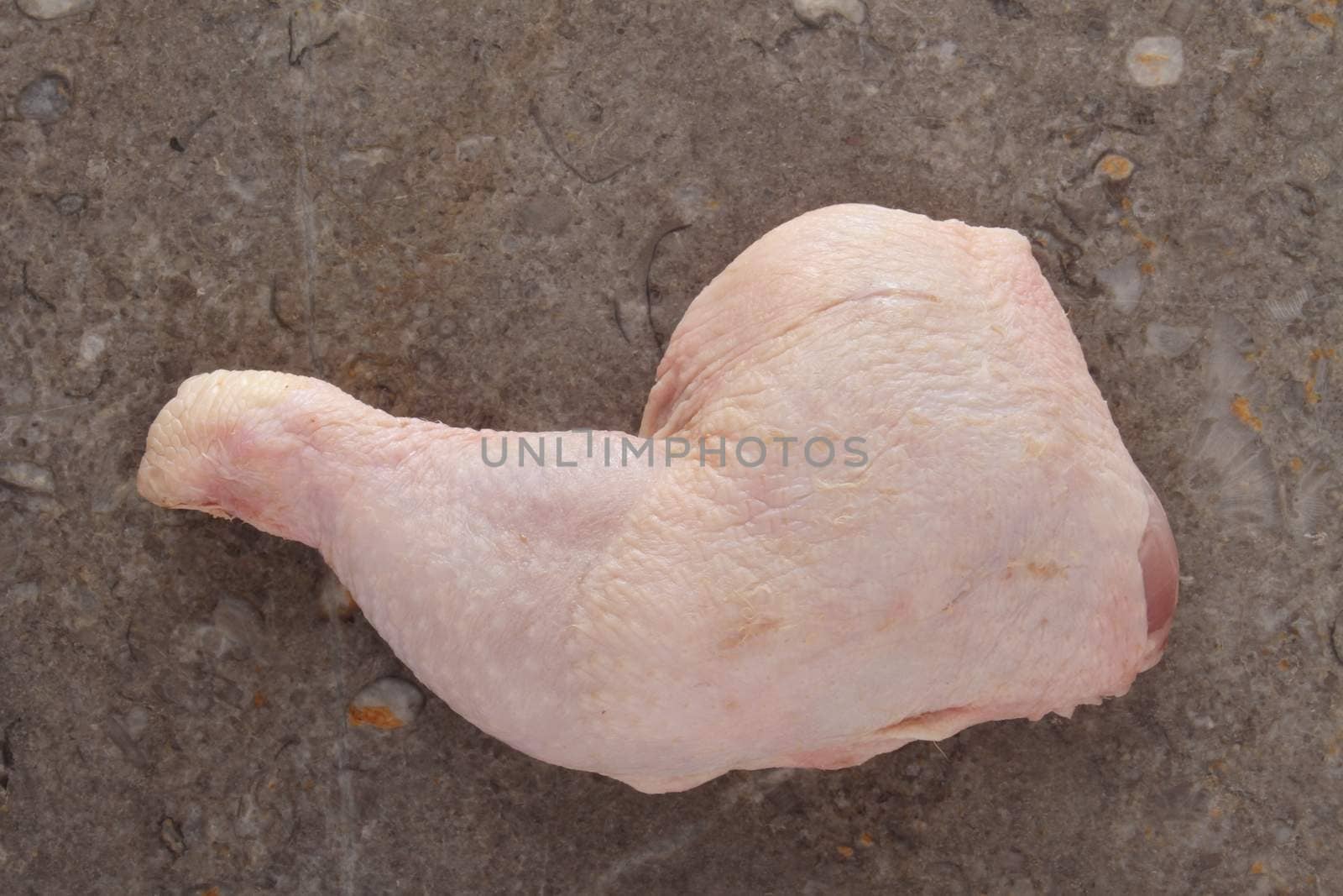 raw uncooked whole chicken leg