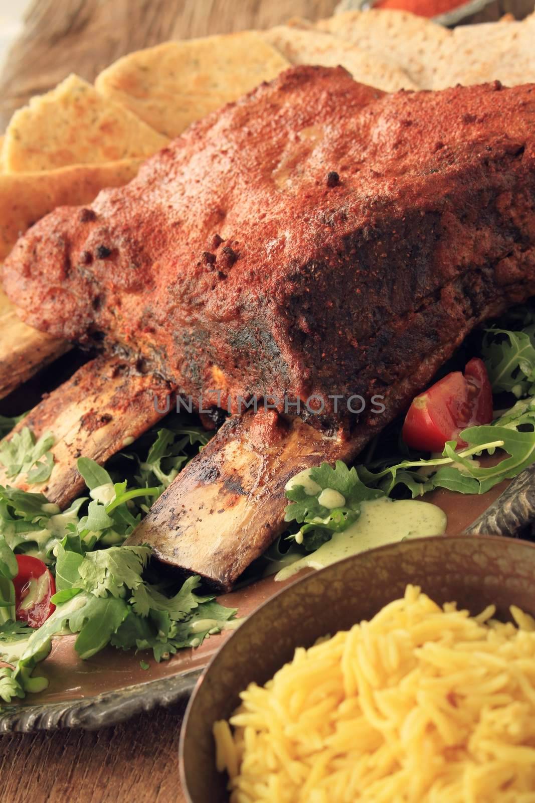 Indian style roast beef rib