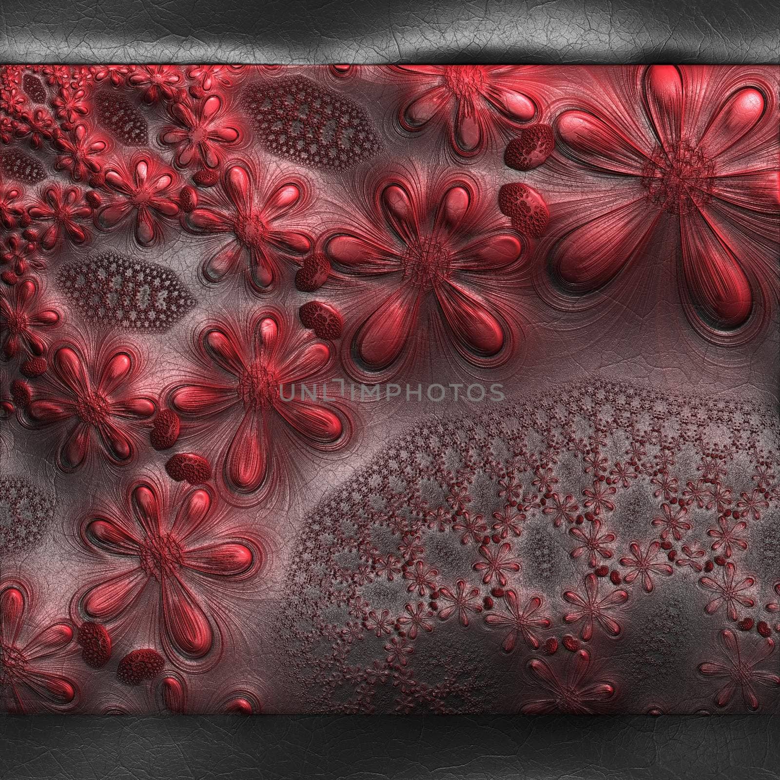 Luxury background tile with embossed fractal on leather