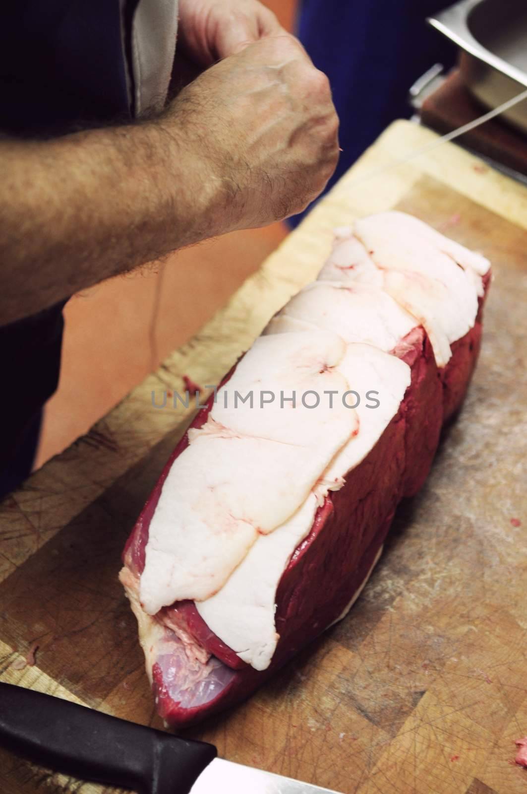 butchering meat