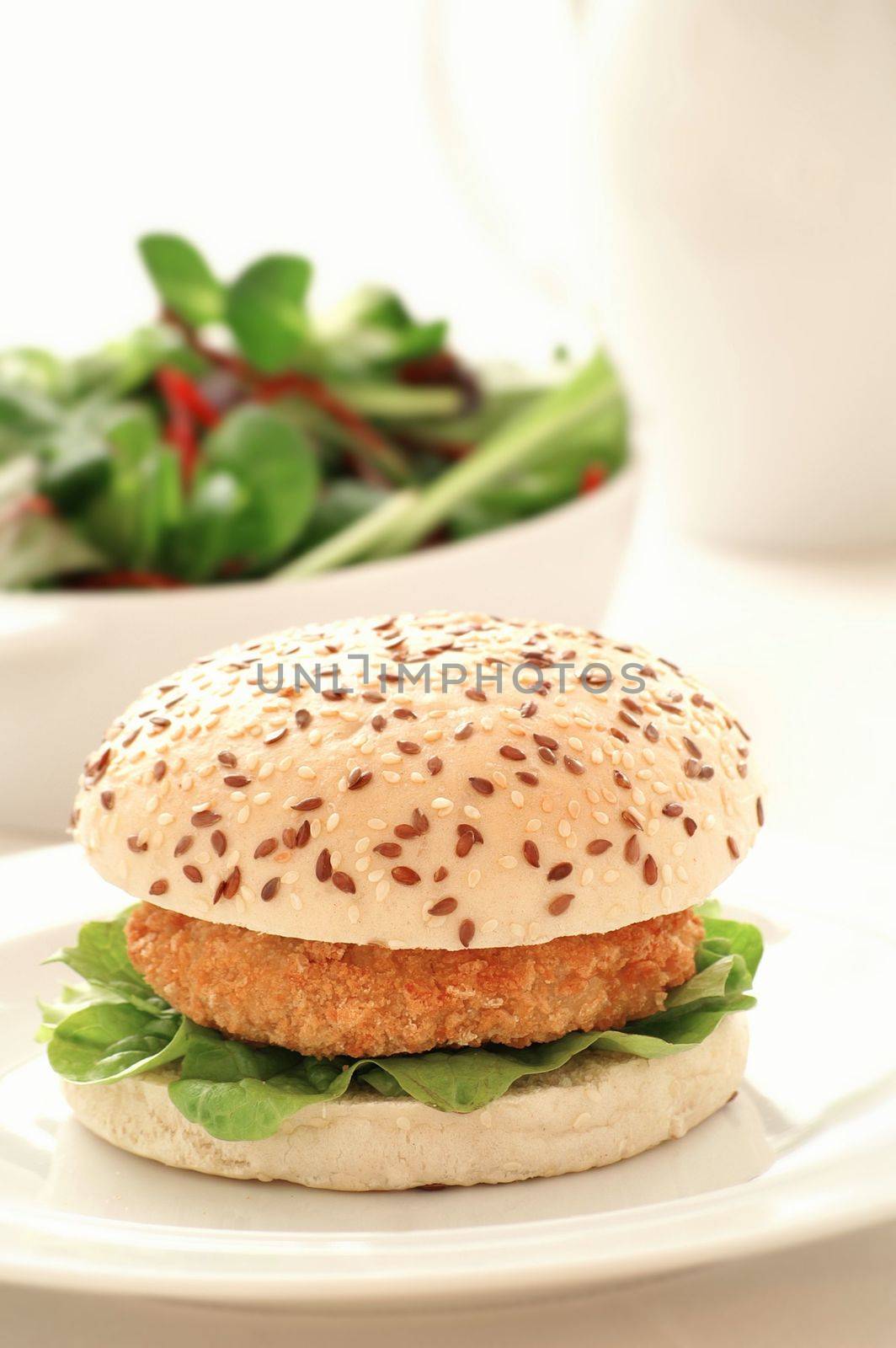 chicken vegetarian burger meal